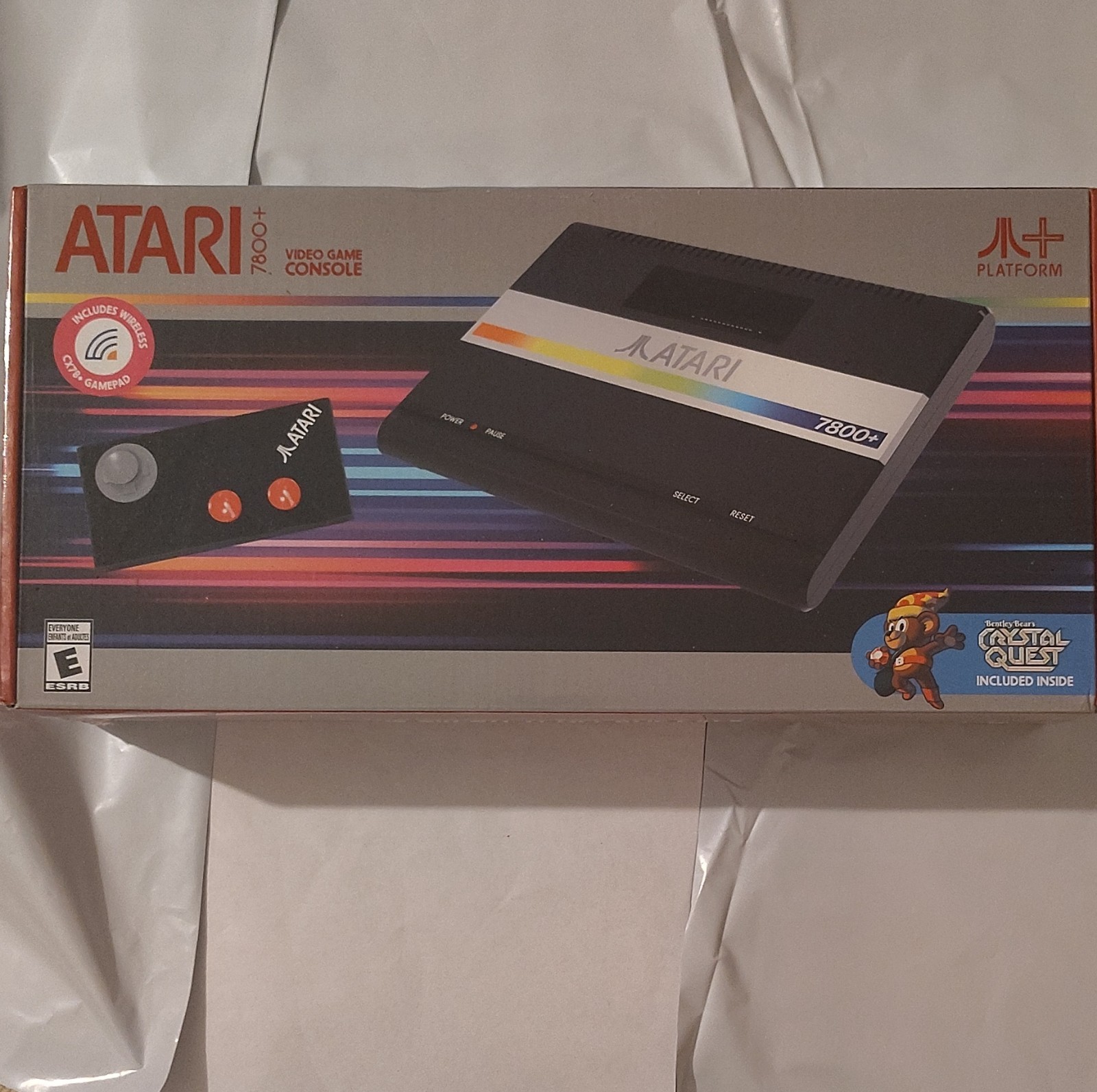Atari 7800+ Black Console HDMI Wireless Gamepad Backward Compatible Crystal Que…
