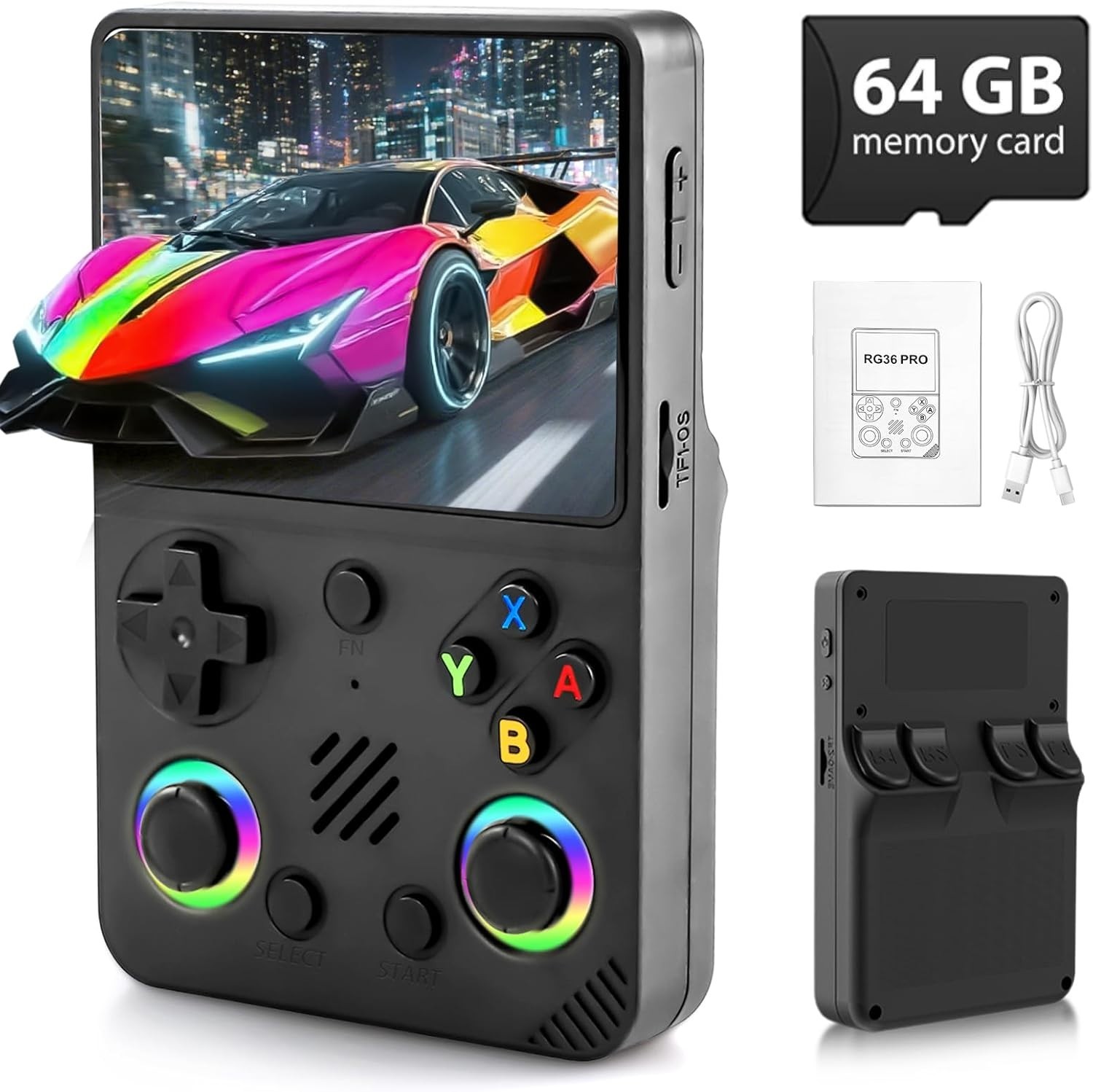 Stylish RG36PRO Handheld Console: 64G Storage, Ergonomic Design, Portable Fun
