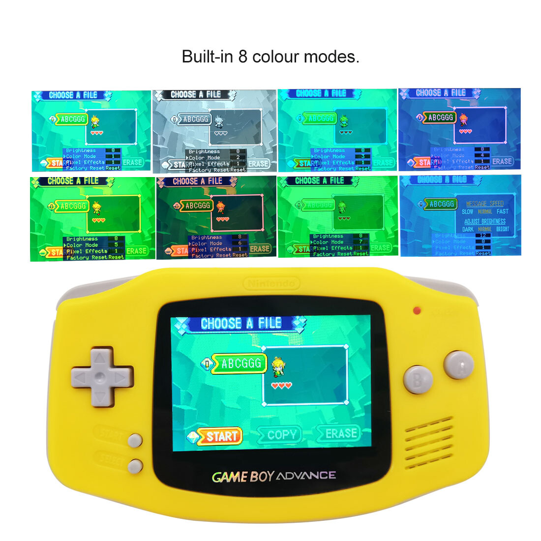 Game Boy Advance GBA Game Console with IPS V5 Menu 720×480 Backlight LCD MOD