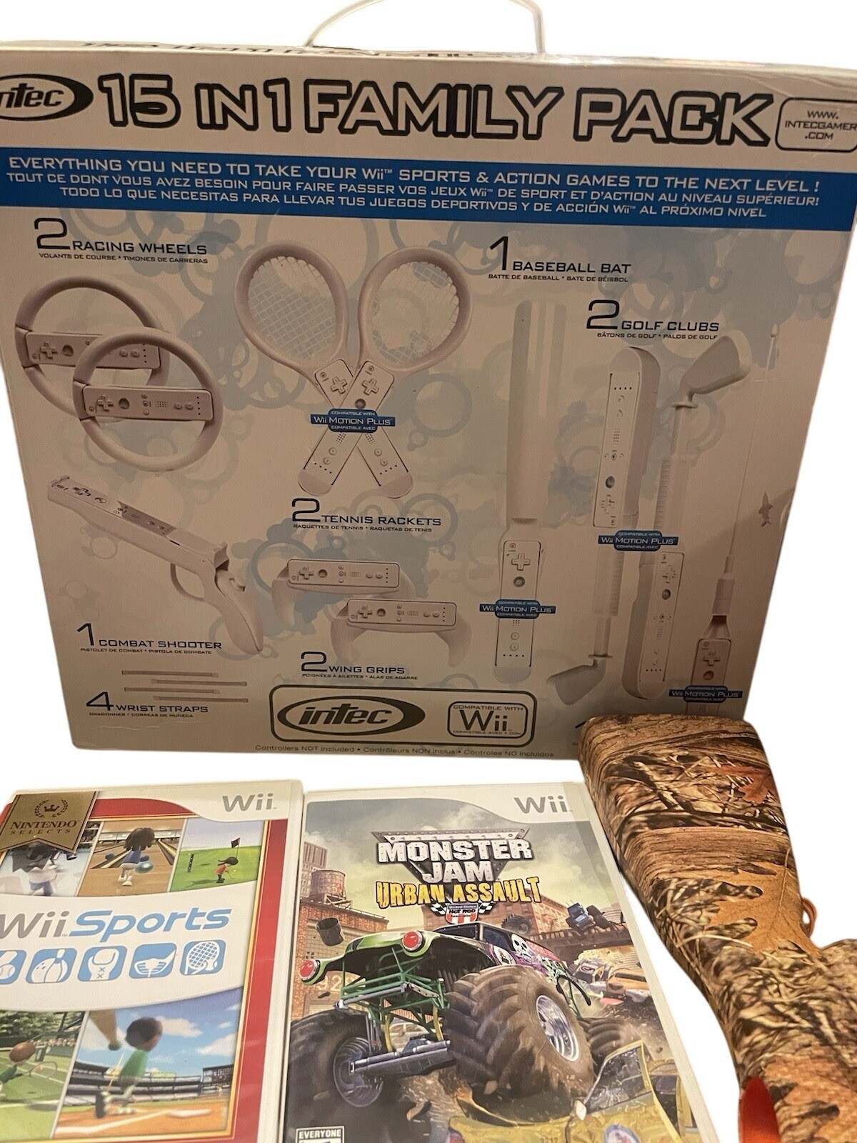 Nintendo Console Lot & 15 Pack Adapt 7 Game Wii Sports Game Tested Operates