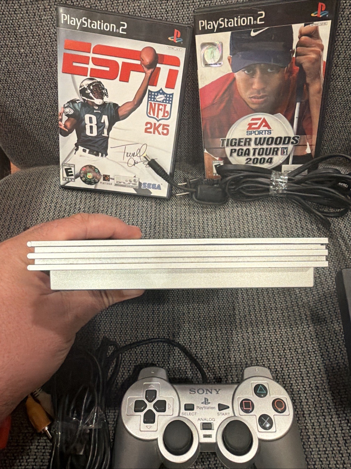Sony PlayStation 2 Slim PS2 Silver Console Tested System SCPH-77001 Bundle Game