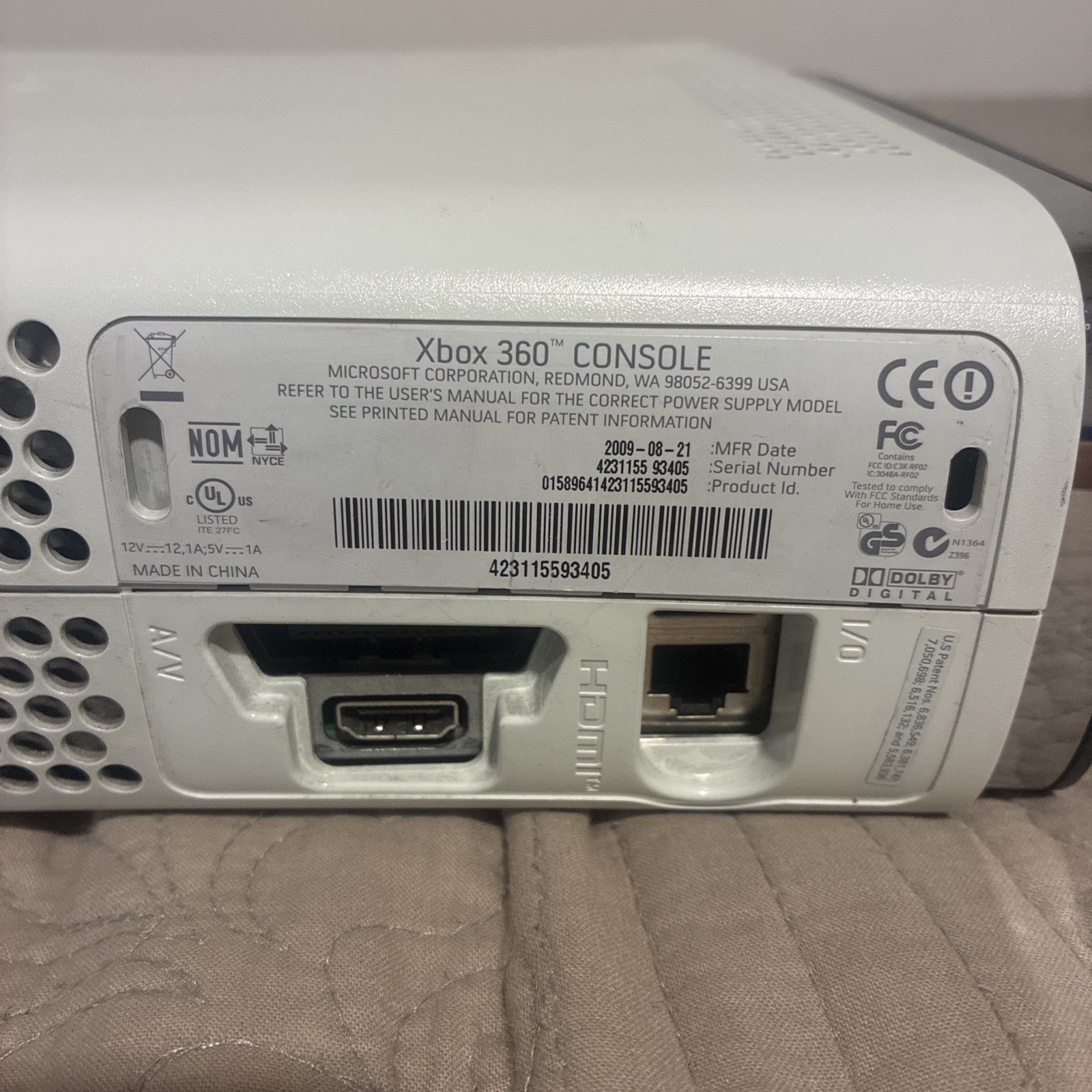 Xbox 360 Console With 120GB HDD White Console W Power Cord Tested & Working