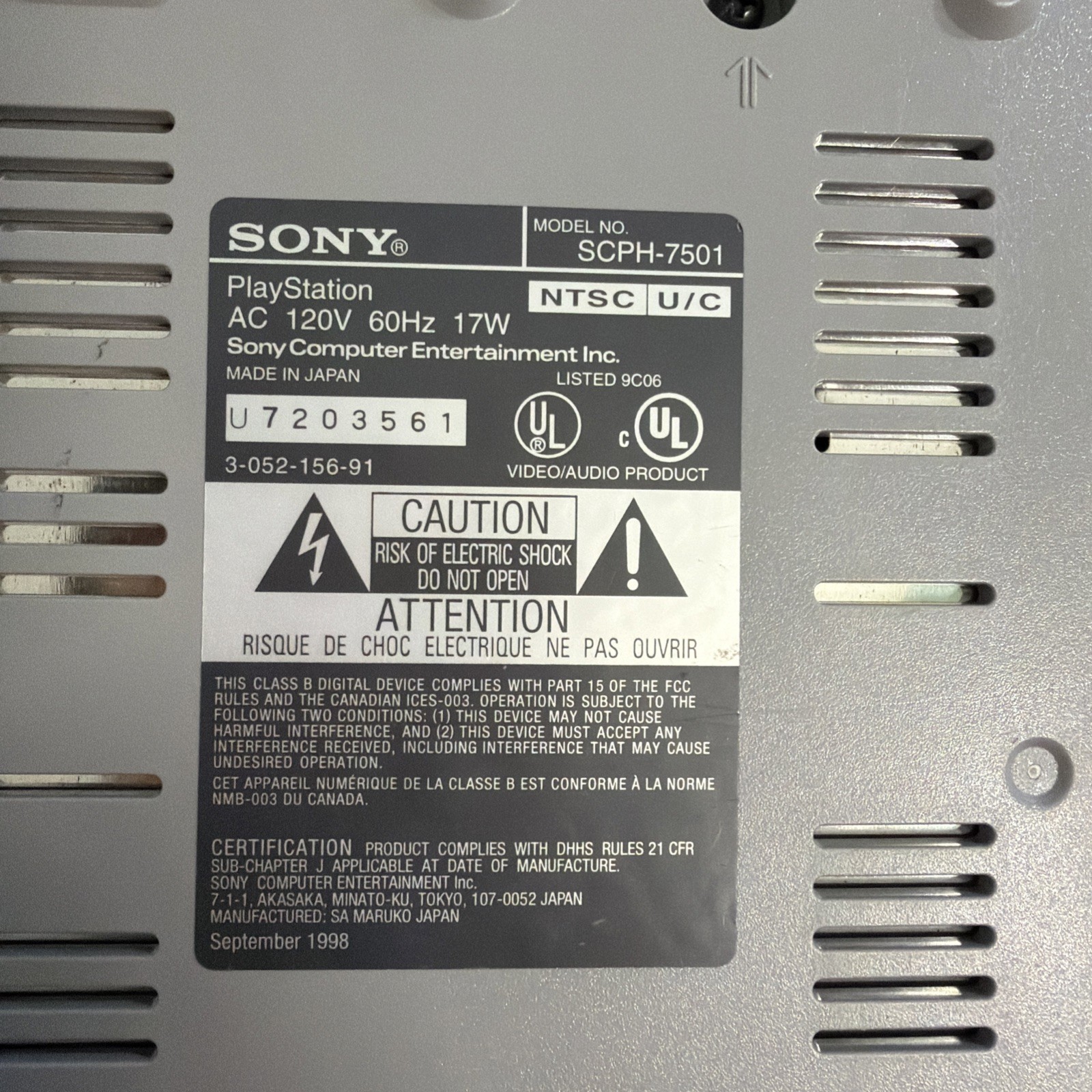 Sony PlayStation 1 Console PS1 SCPH-5501 Console Only Works READ