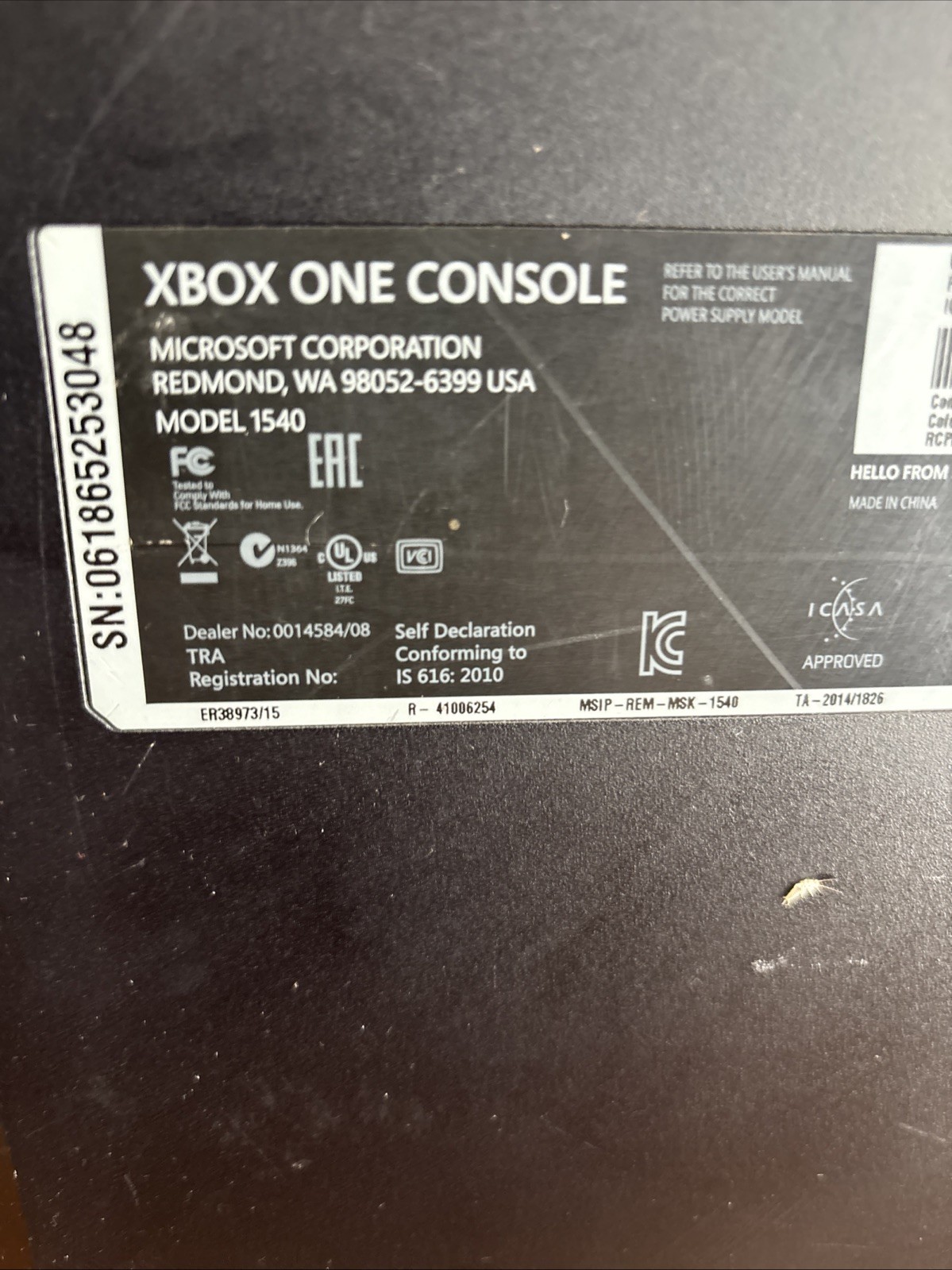 Xbox One Model 1540 Console Parts/Repair