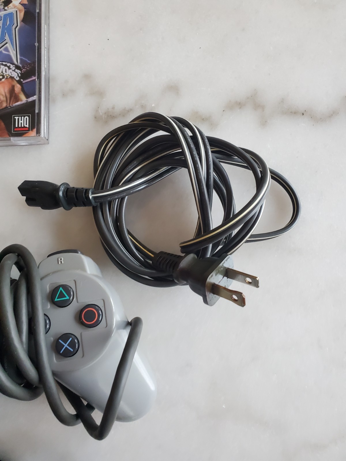 Sony Playstation PS1 Console: Sony Controller, Wires Tested + 3 Wresleting Games