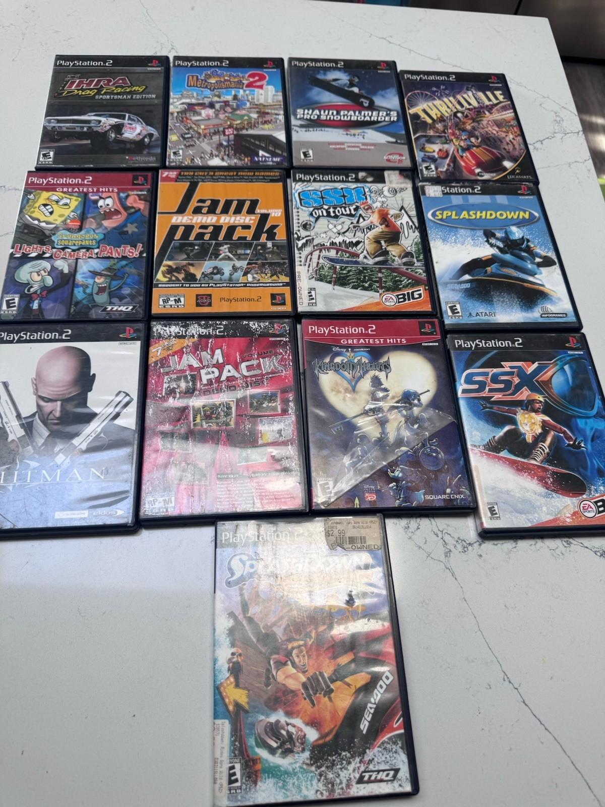 Sony PlayStation 2 PS2 Fat Console 13 Game Lot Silver Controller