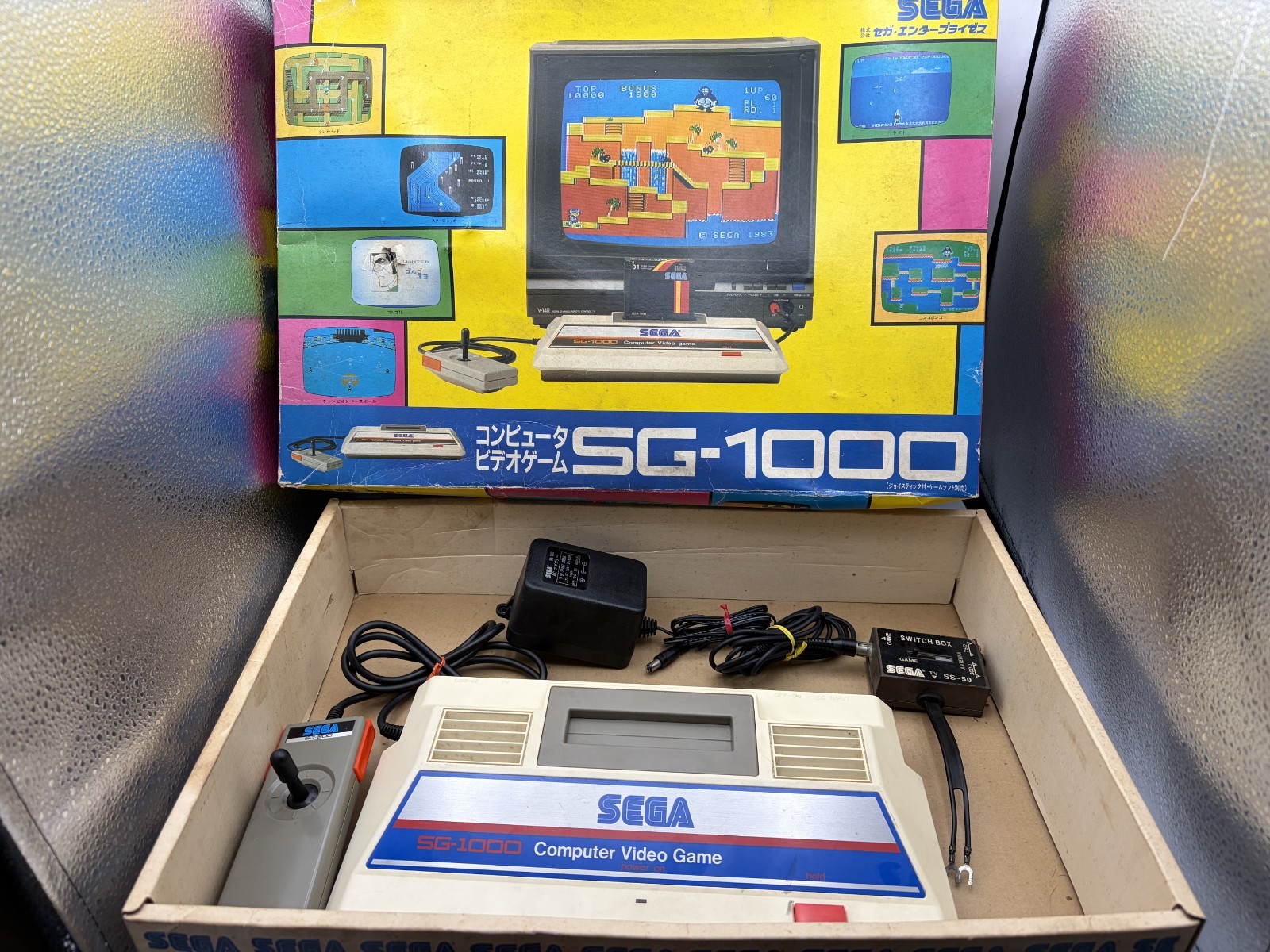 SEGA computer video game SG-1000 console with box with AC and RF adapter