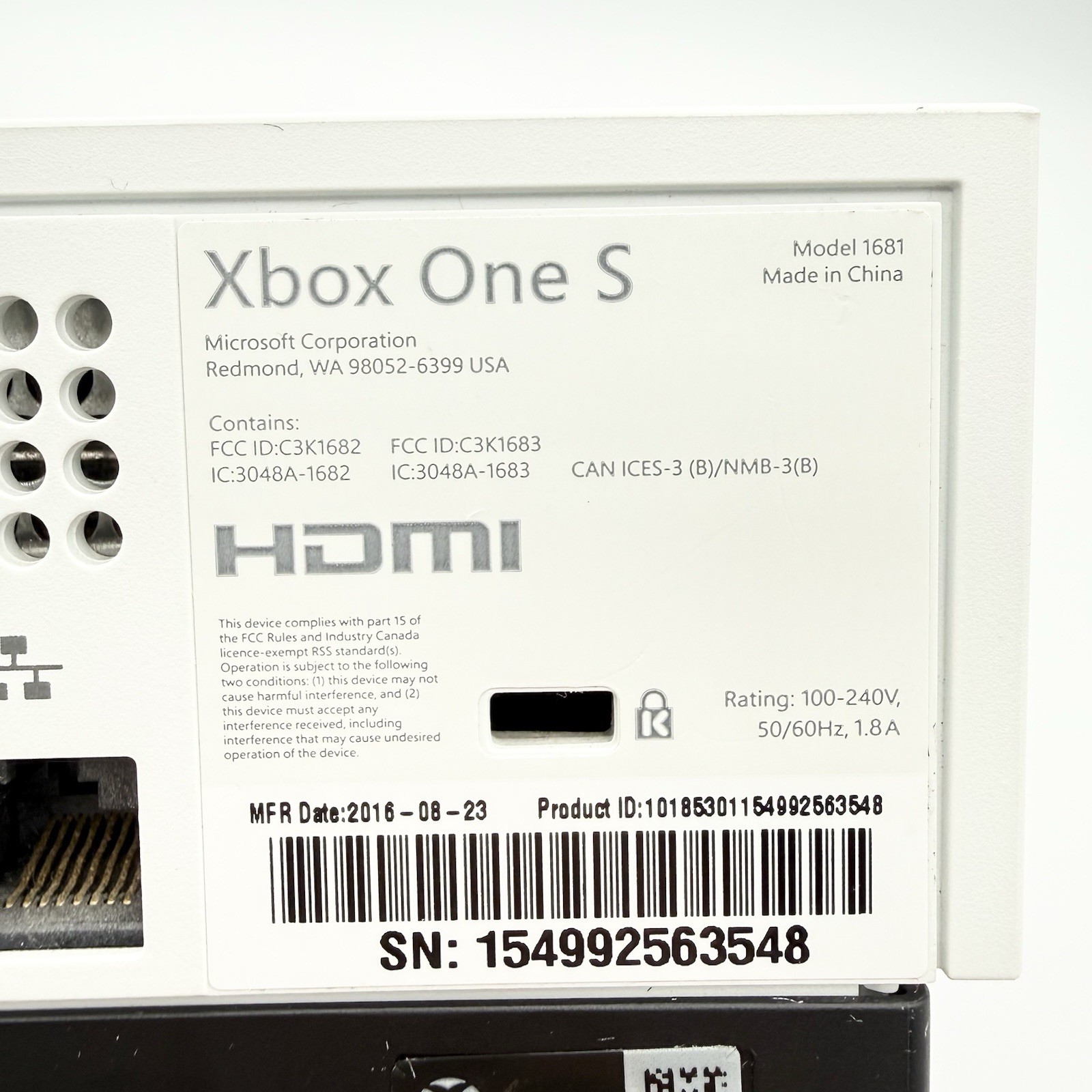 Microsoft Xbox One S White Console 500GB 1681 Cords Controller Games Tested