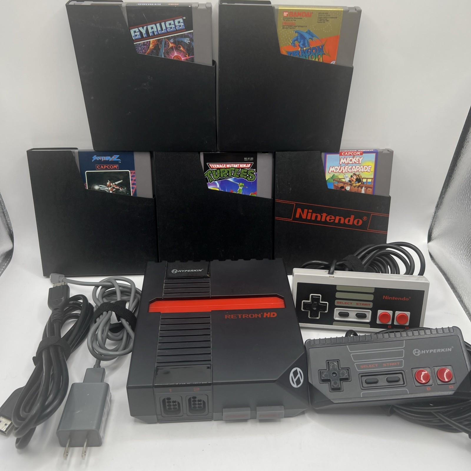 Hyperkin Retron HD Black NES Console + 5 Games + OEM NES Extra Controller TMNT