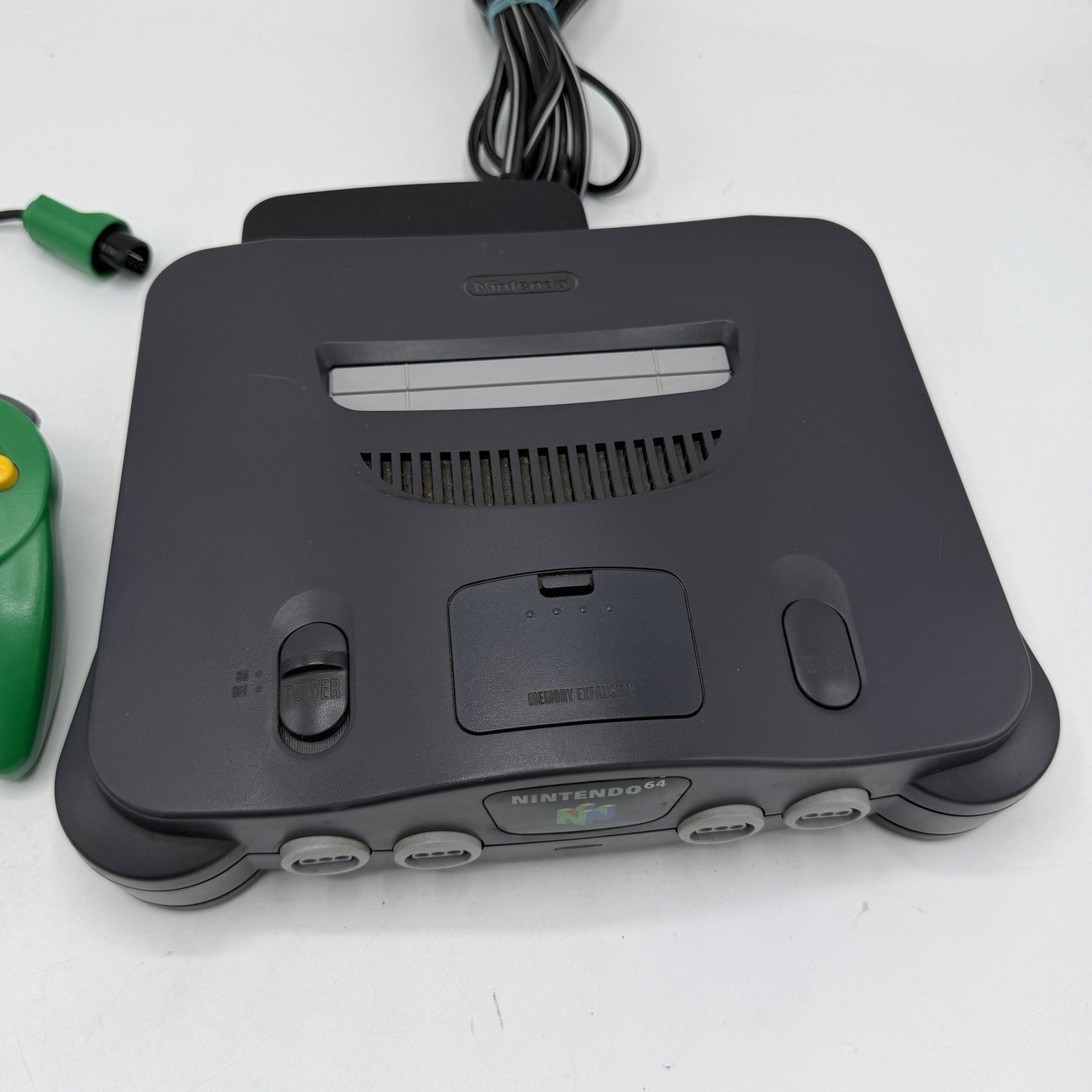 Nintendo 64 N64 Console Tested w/ Expansion Pak Green Controller Bundle