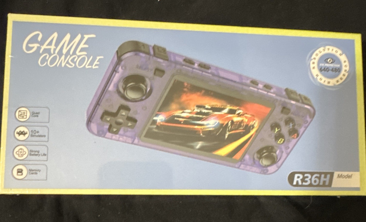 R36H Purple Handheld Game Console 3.5in IPS 640×480 OTG 1GB DDR3L