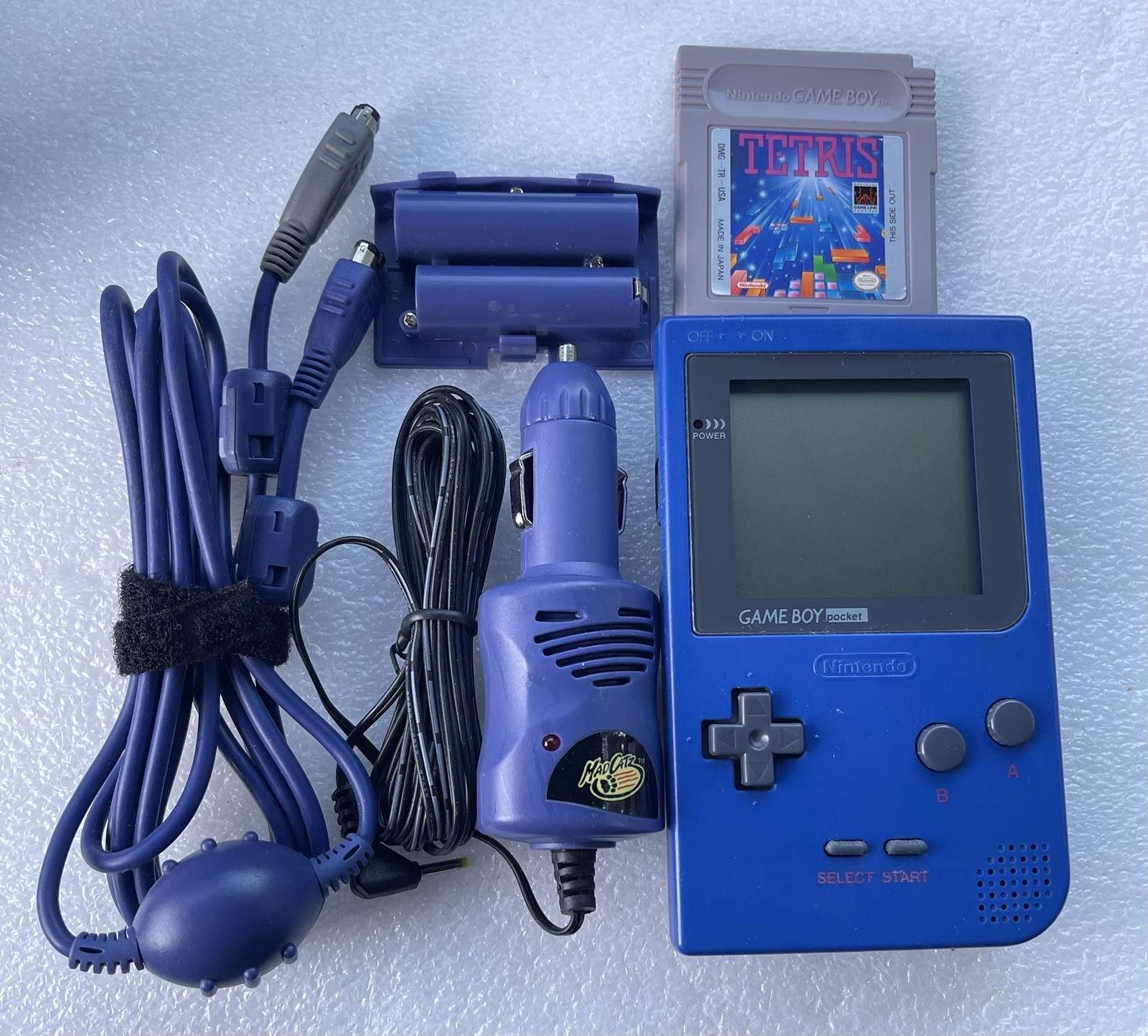 Nintendo Game Boy Pocket Blue Handheld Console MGB-001 Tetris & accessories