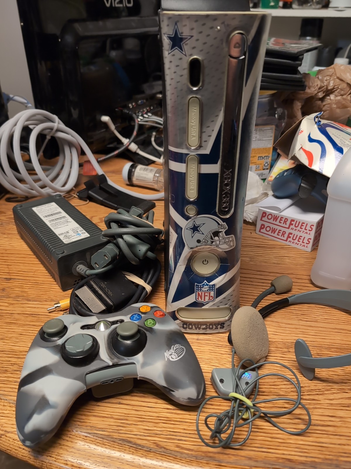 Microsoft Xbox 360 Pro 120GB Console White Bundle Controller WIRES Head Set