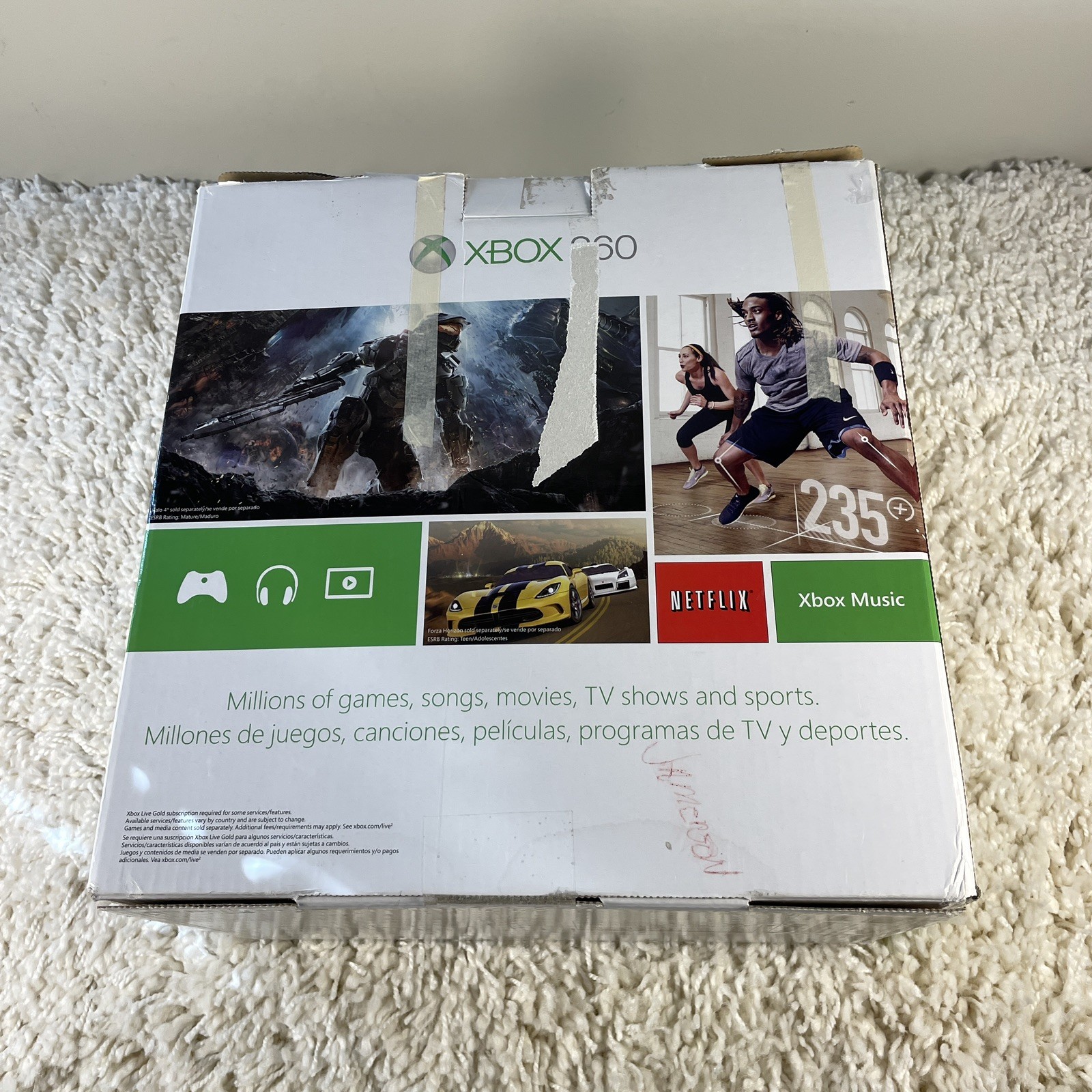 Microsoft Xbox 360 E 4GB Black Console 5 Games Complete in Box CIB Tested