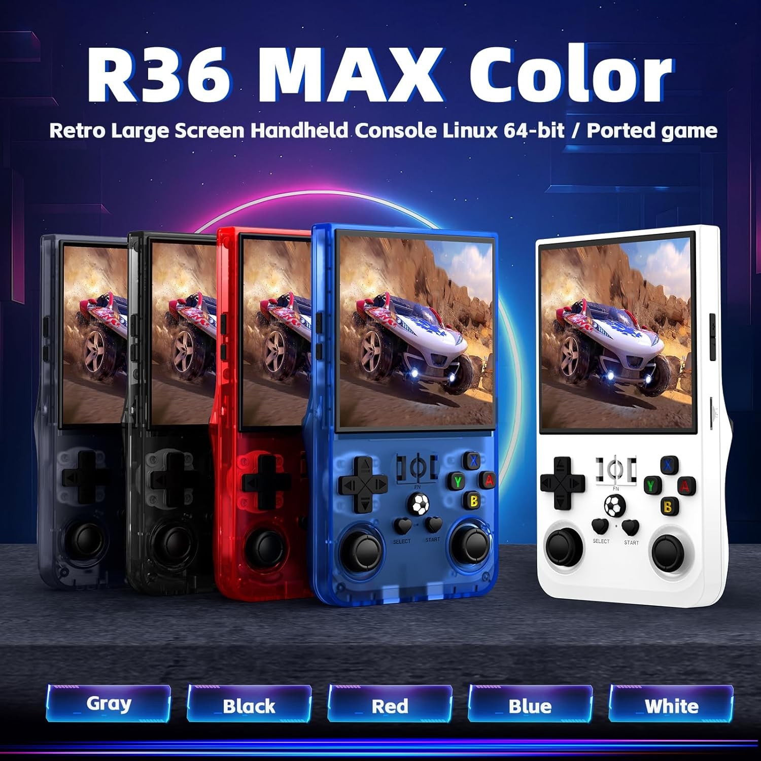 R36MAX Linux Handheld 4.0 IPS 4000mAh Blue 18000 Games