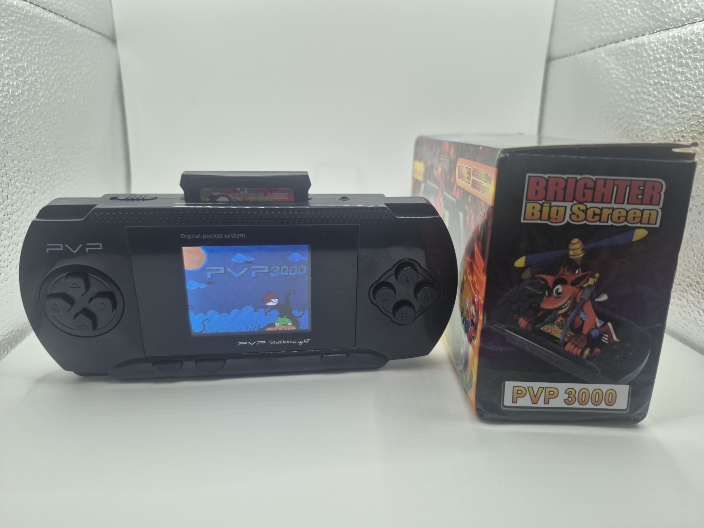 PVP STATION LIGHT 3000 Black 900000+Games W/Box Cartridge Manual & Cable -Tested