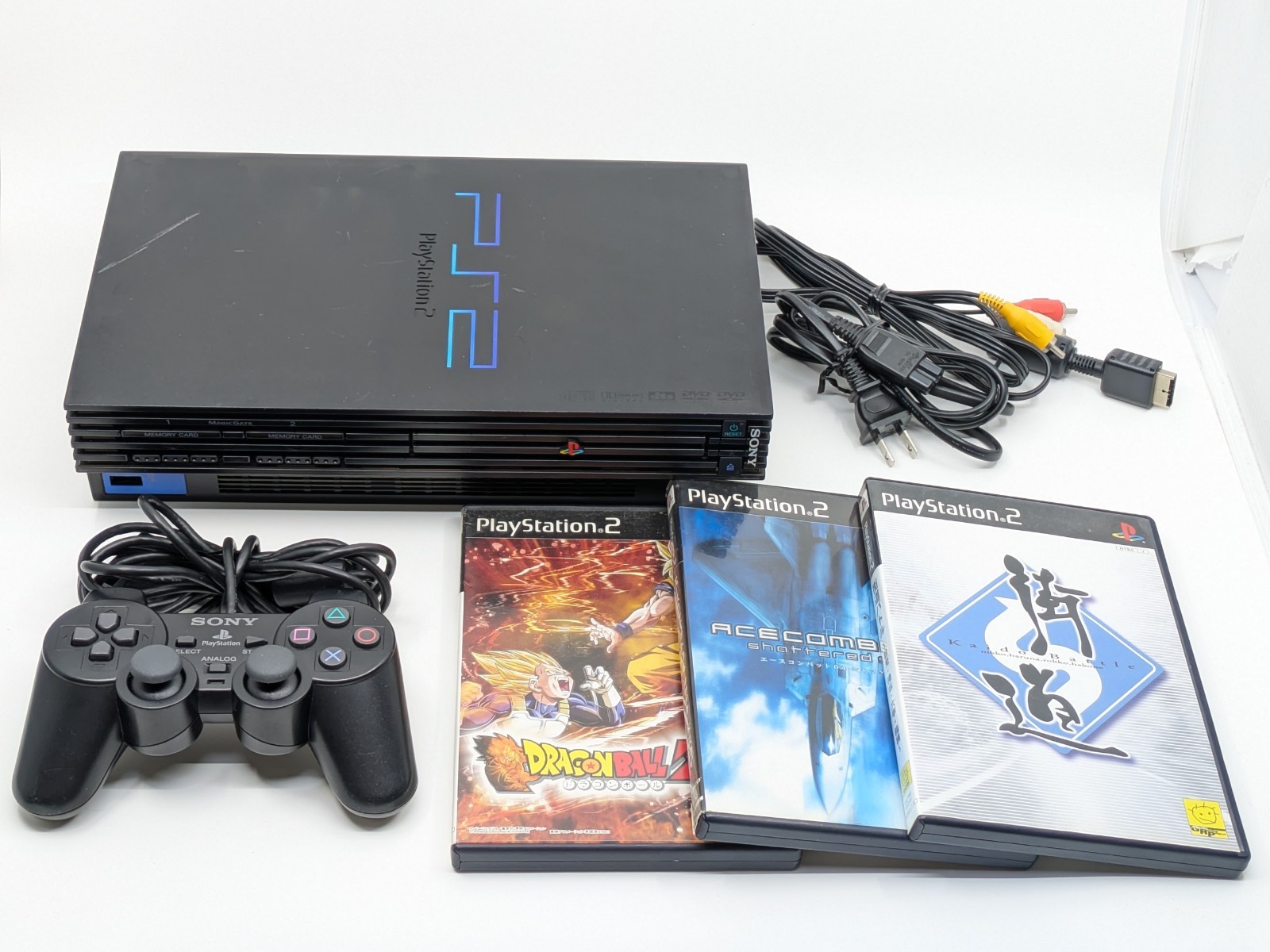 Sony PS2 Midnight Black SCPH-50000NB NTSC-J Console Tested w/ Controller 3Games
