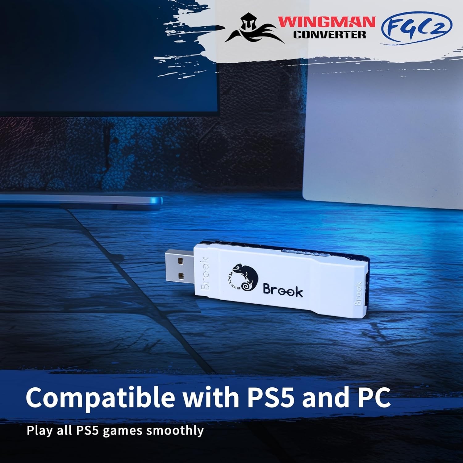 Brook Wingman FGC2 Converter Arcade Joystick Adapter Gamepad for PS5 & PC