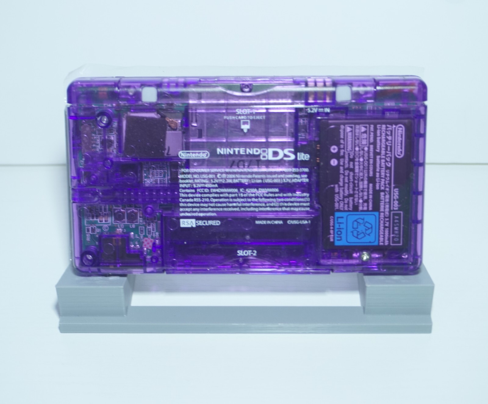 Nintendo DS Lite Transparent Clear Purple Handheld System with Charger