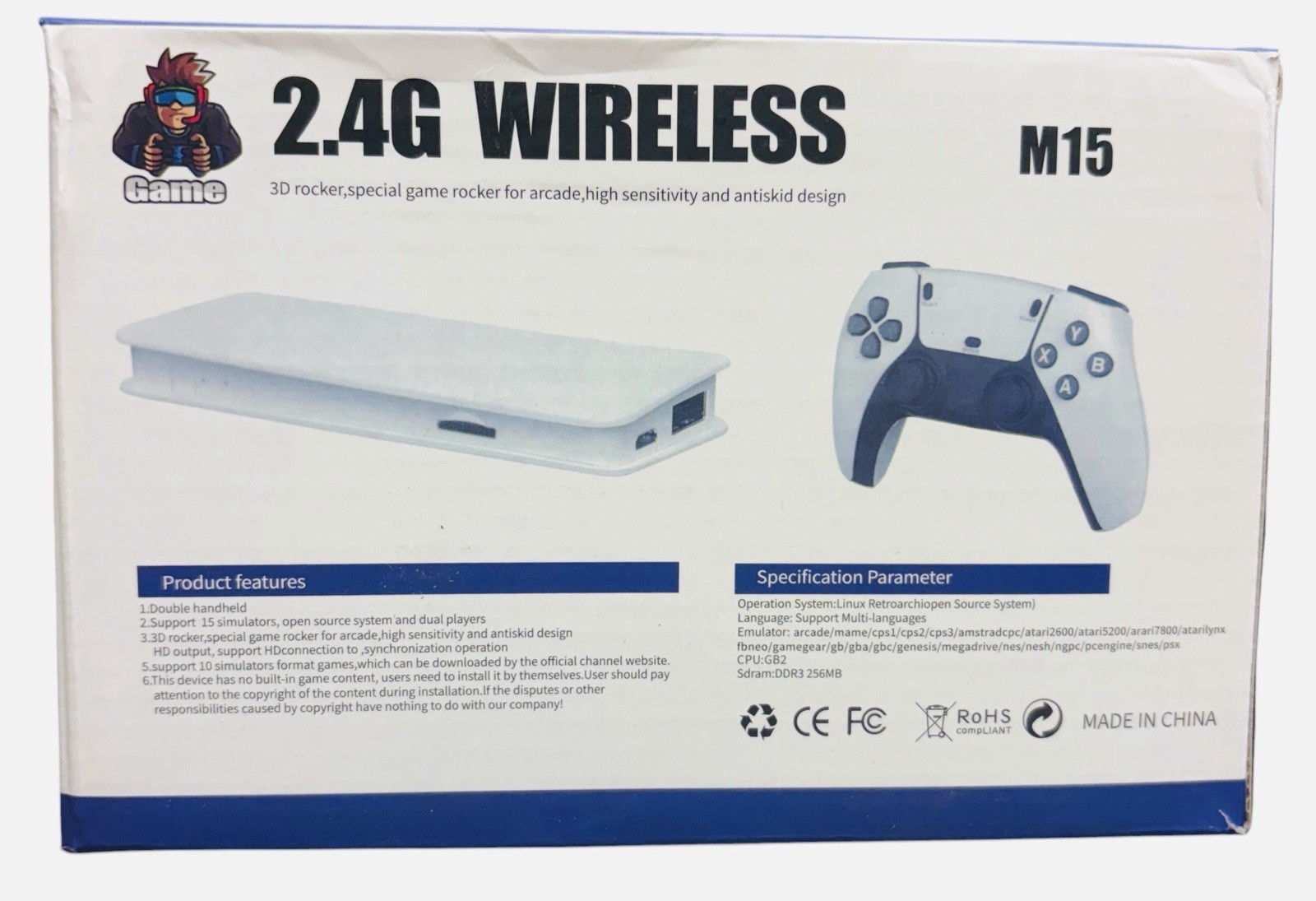 SJGAM M15 Plus Retro Video Game Console White 4K HDMI 2.4G Wireless Controllers