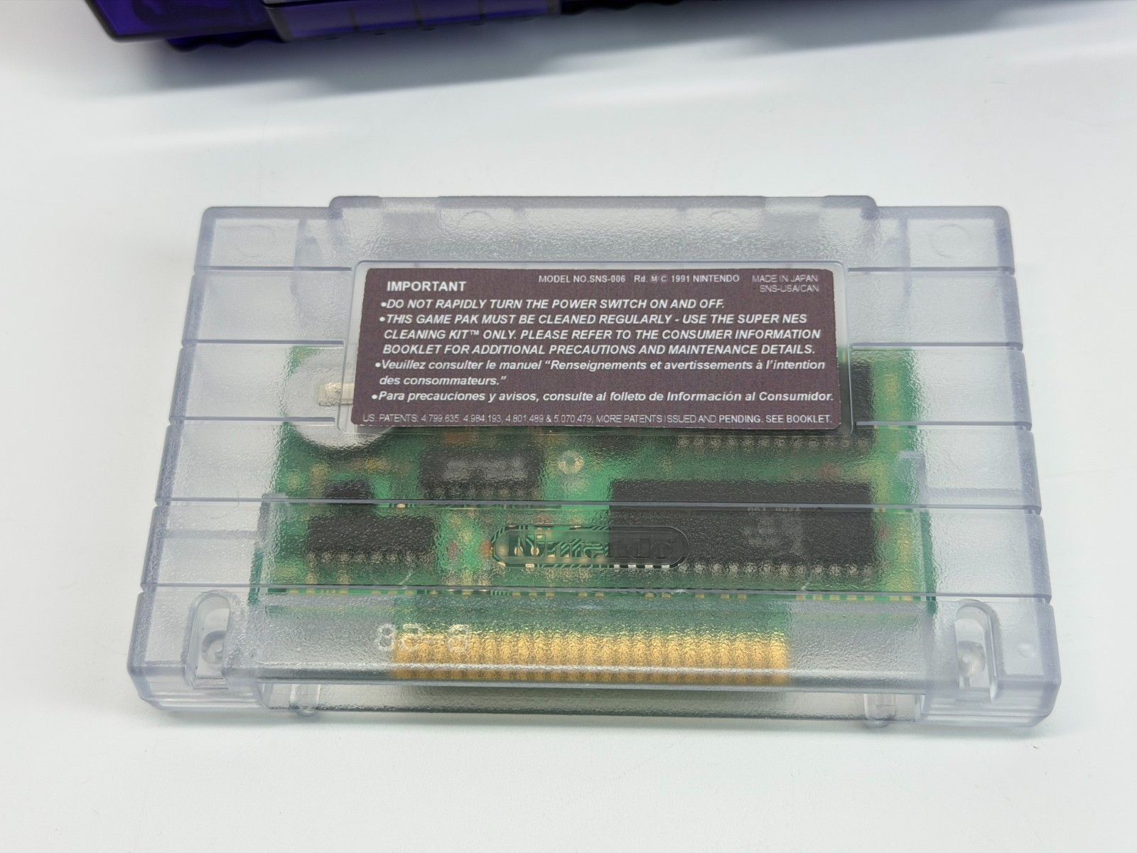 Super Nintendo – New Clear Purple Shell – System Bundle w/Super Mario World