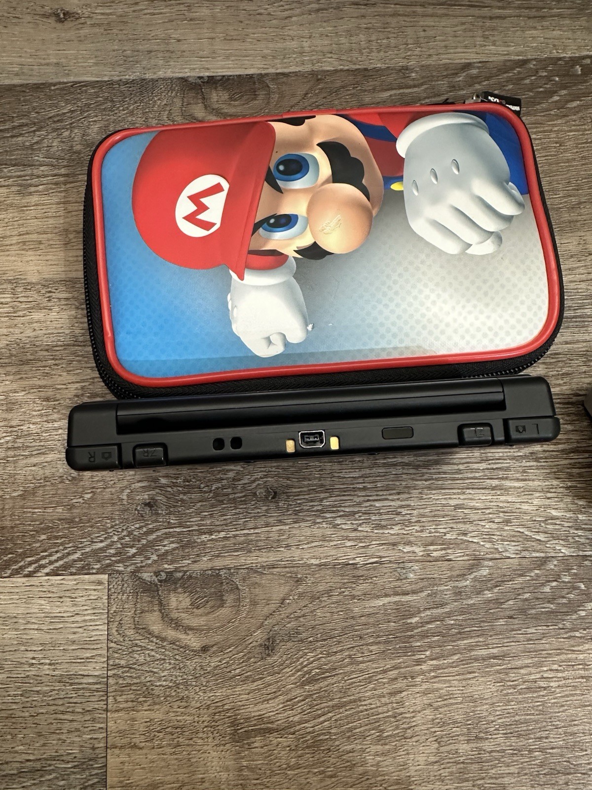 New Nintendo 3DS Black Mario Friday Console With Charger And Case No Stylus