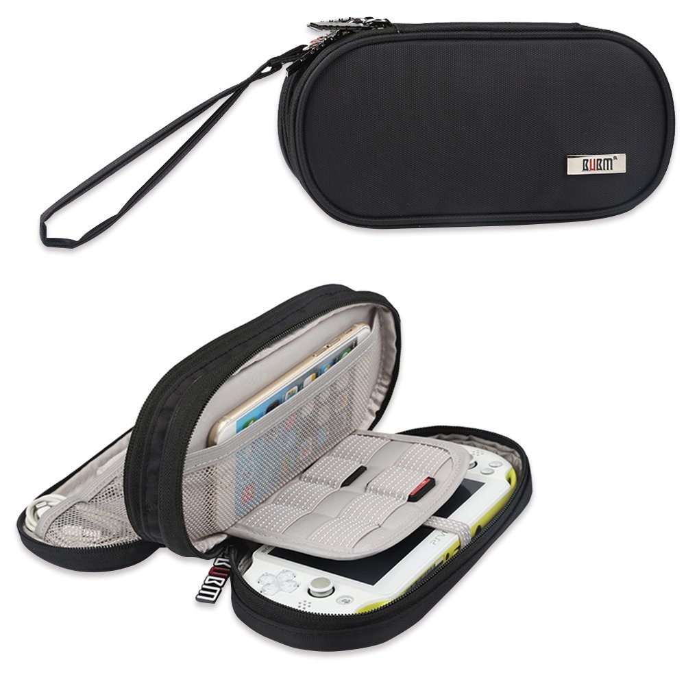 BUBM Double Compartment Storage Case Compatible with PS Vita Medium, black