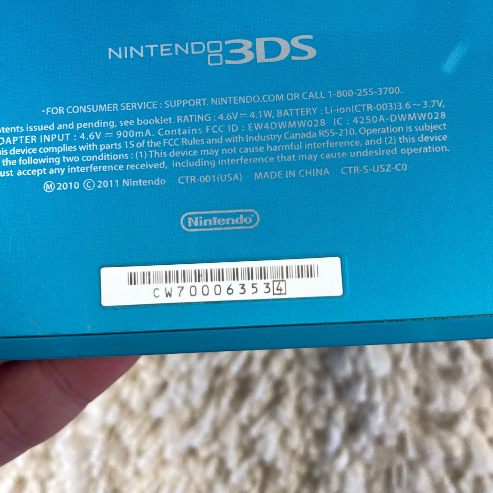Nintendo 3DS Aqua Blue Handheld Handheld Console System CTR-001 Tested