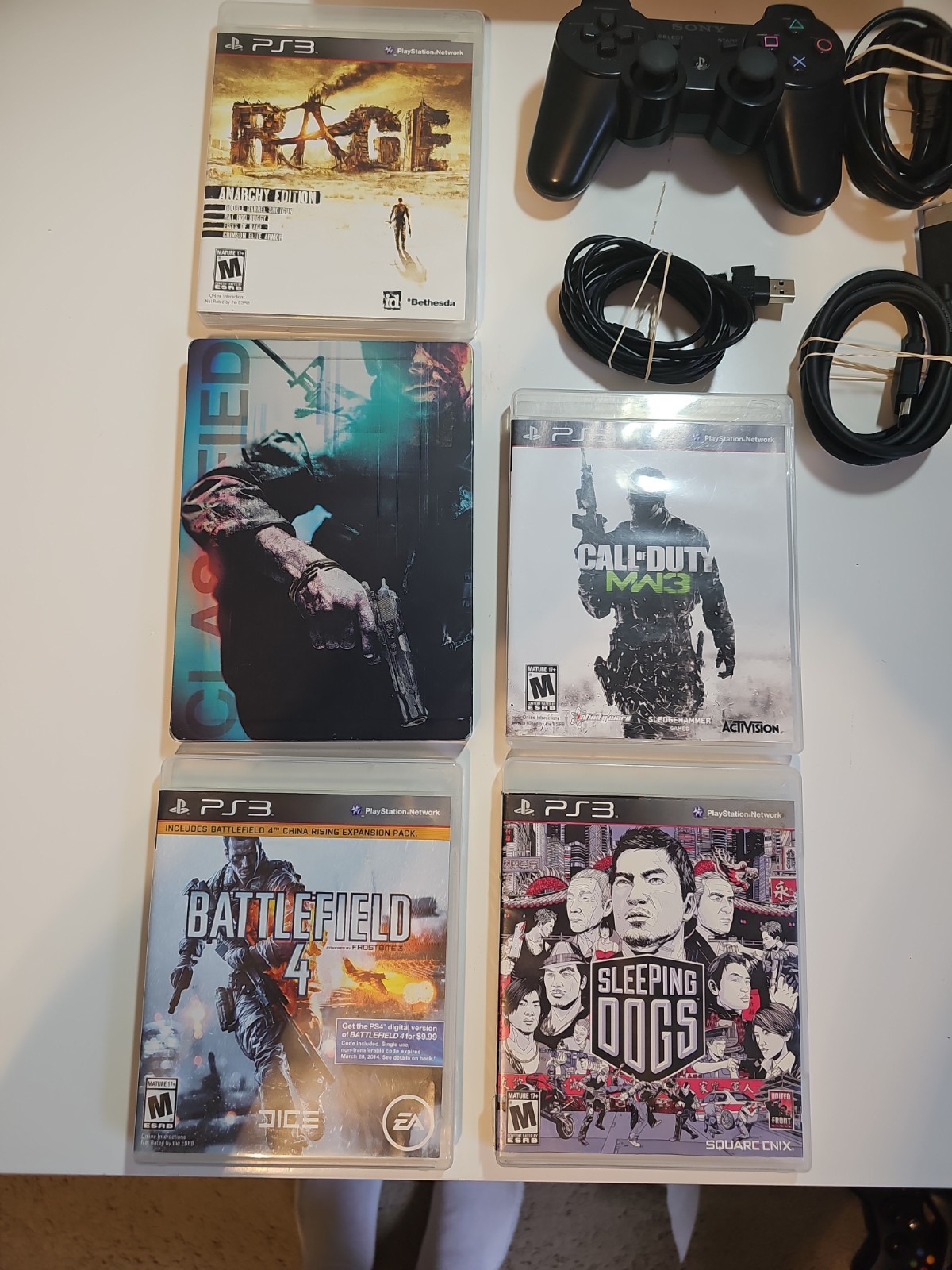Sony PlayStation 3 PS3 Super Slim 500gb Bundle CECH-4201A + 5 Games. Tested.
