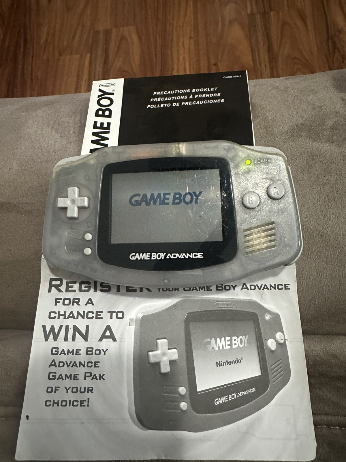 Nintendo Game Boy Advance AGB-001- Clear Glacier- Tested!
