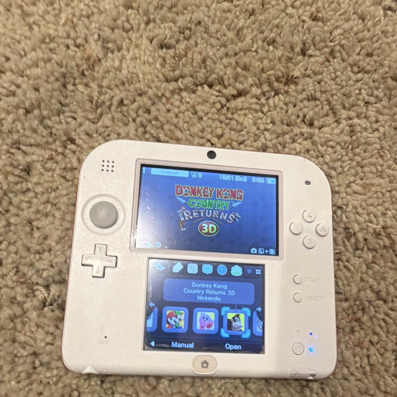 Nintendo 2DS White/Red Handheld Console w/ Charger, Wi-Fi, 4GB (FTR-001)