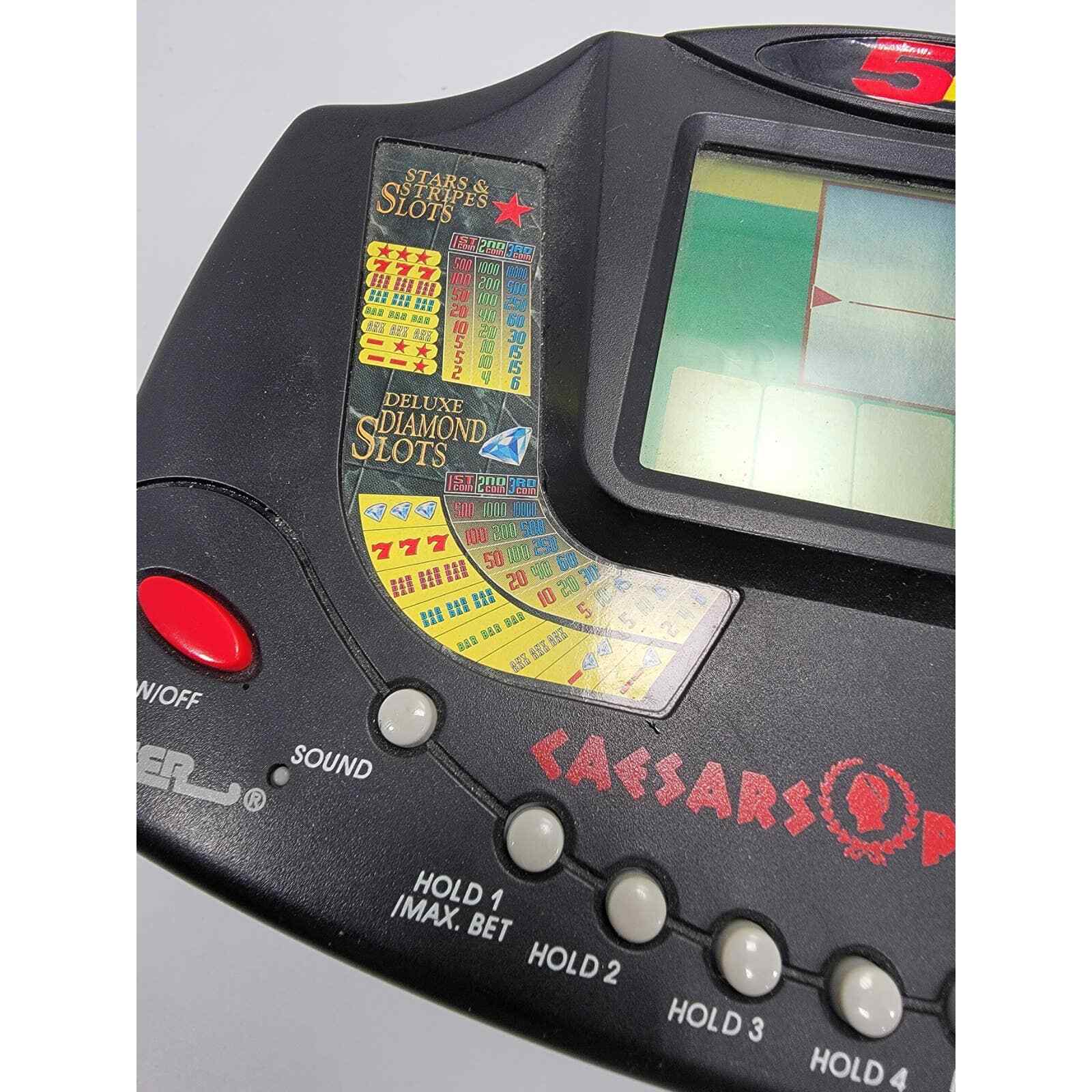 Tiger Caesars Palace 5 in 1 Handheld Electronic Card Poker Slots Game Works 1995