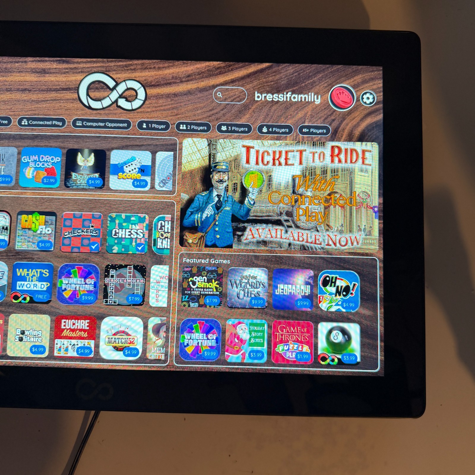 Infinity Game Table 24 Arcade1Up Interactive Touchscreen Board Game Table