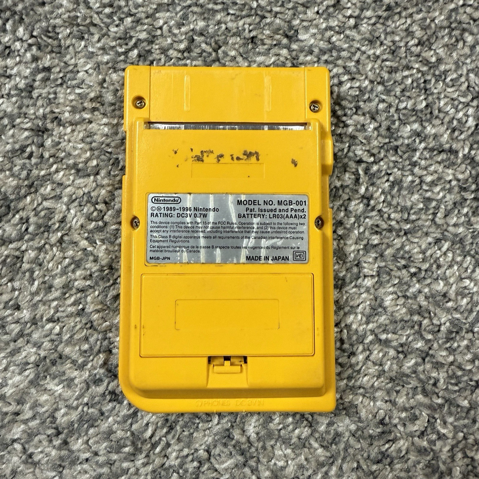 Nintendo Game Boy Pocket MGB-001 Yellow OEM Tested Working Case Power Game