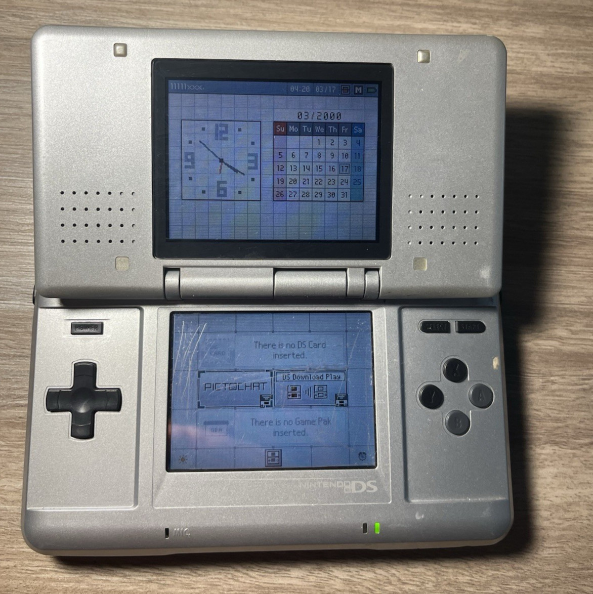 Nintendo DS Model NTR-001 Original Platinum/Silver Tested & Working!