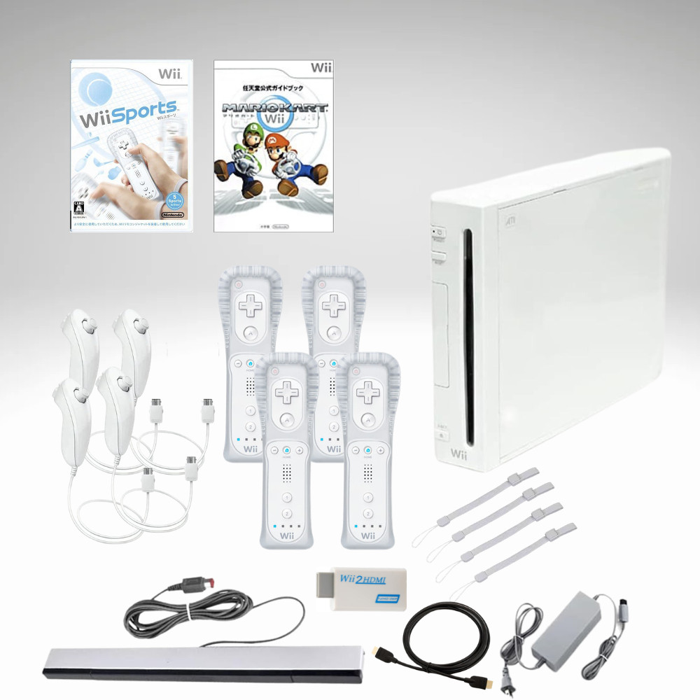 Nintendo Wii Console Bundle HDMI Wii Sports Mario Kart 1-4 Controllers Tested