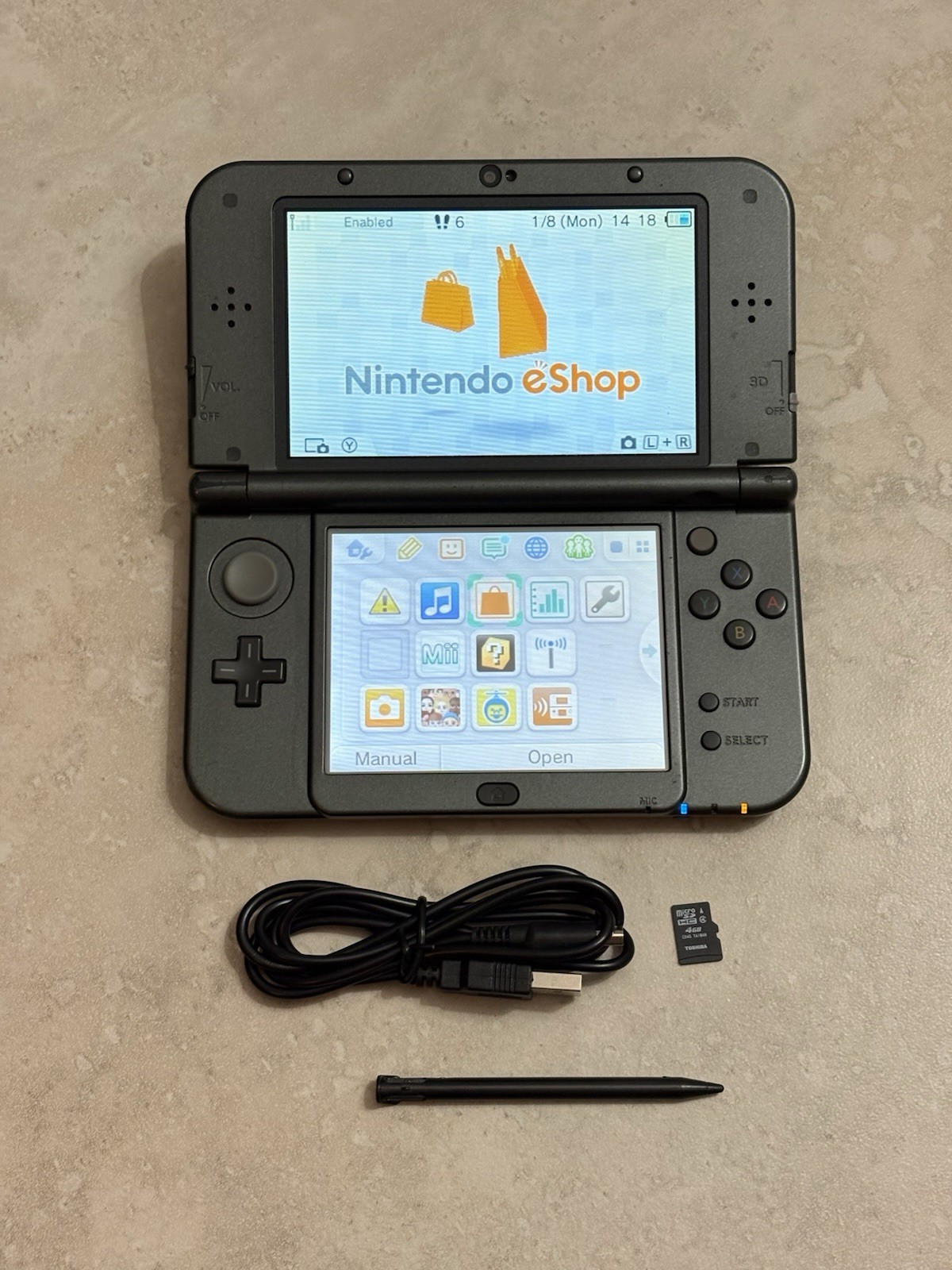 New Nintendo 3DS LL XL Metallic Black Region Free USA Seller Top IPS Very Good