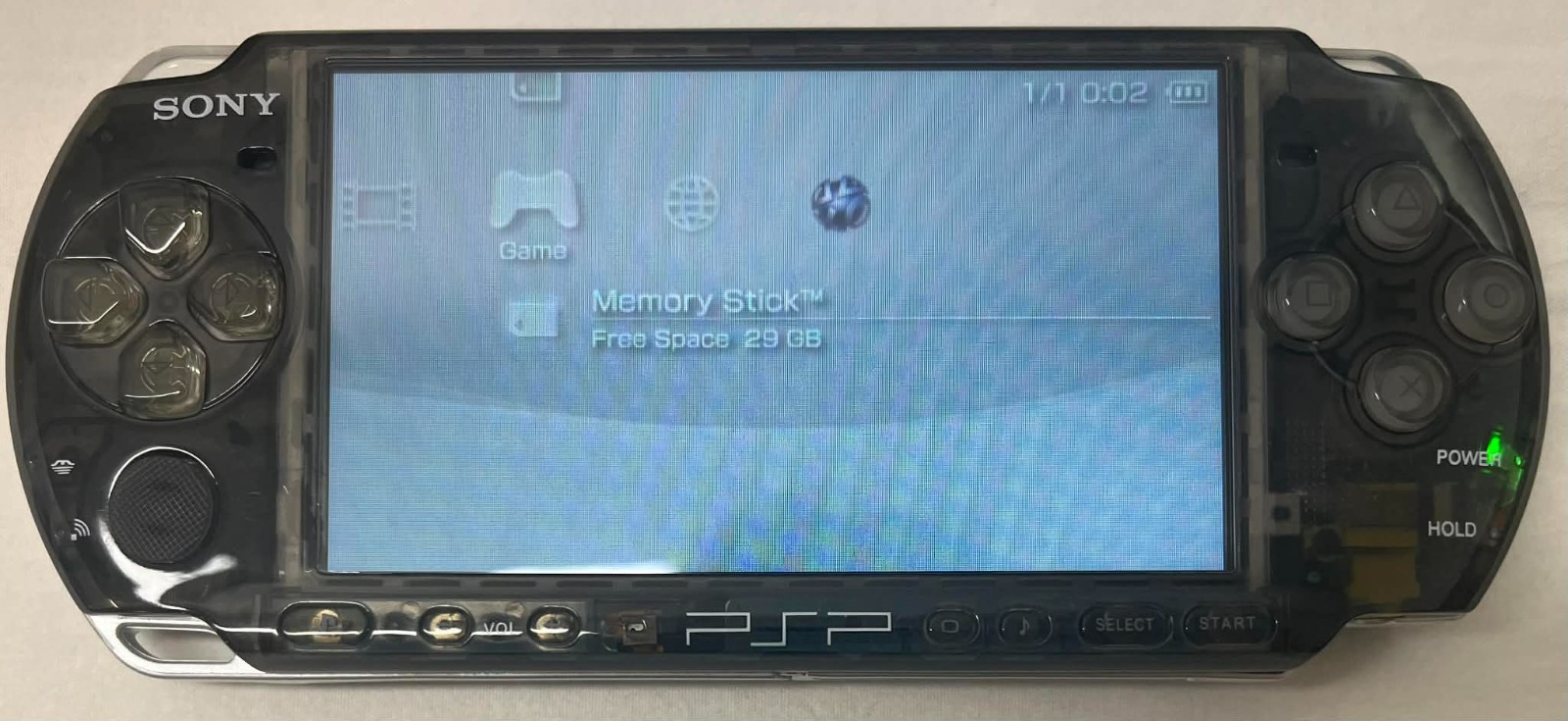 PSP3000 Clear Black / IPS Screen / Battery / Sony Charger / Region Free / 32GB