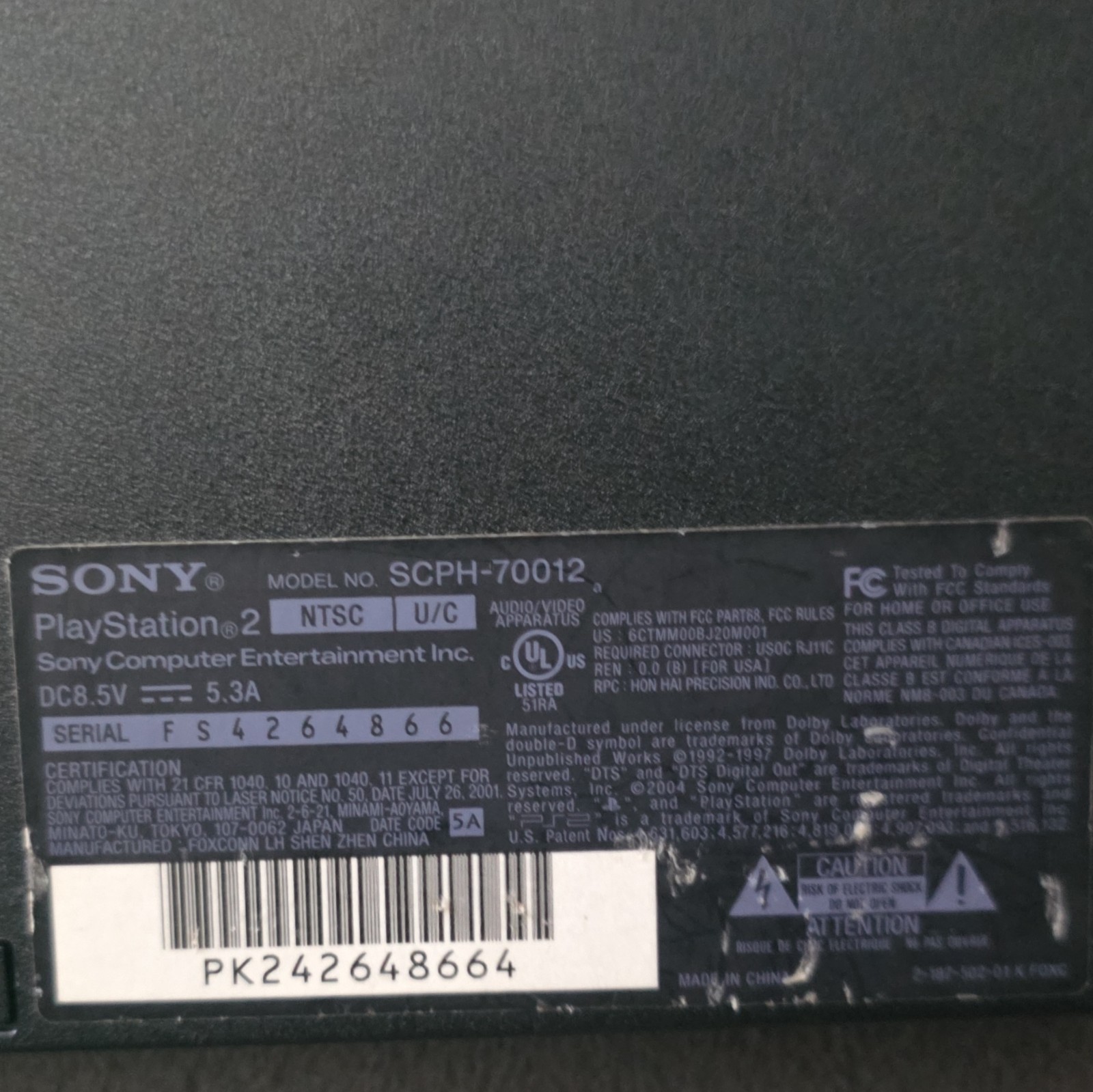 Sony PlayStation 2 Slim SCPH-70012 NTSC Black Console w/ Controller, 8MB Card