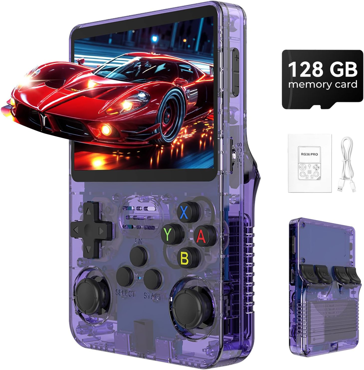 R36S Pro Retro Handheld Game Console, 3.5In IPS , 128GB Preloaded with 40000+Cla