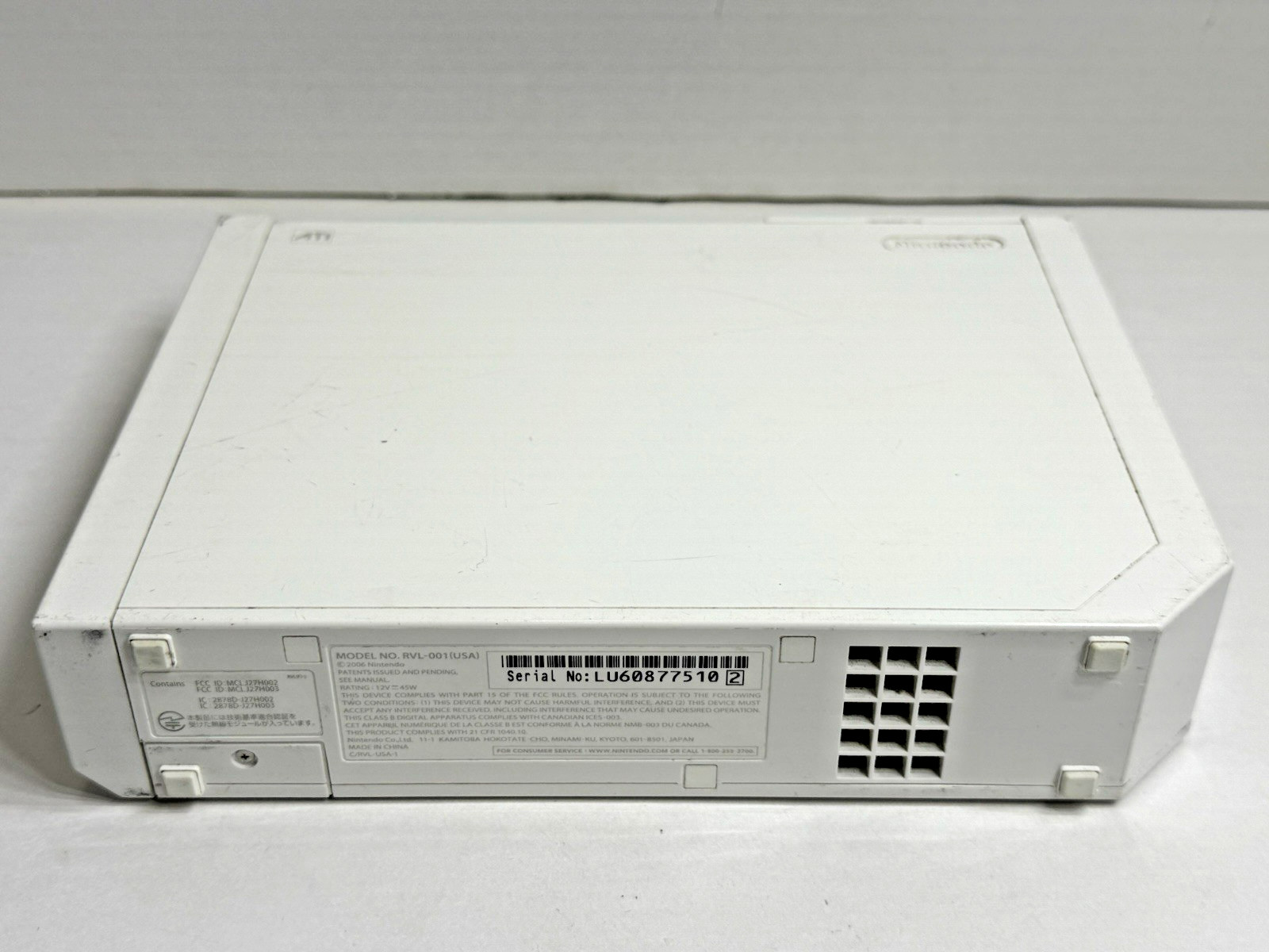 Nintendo Wii Console Console Only White For PARTS/REPAIR Powers On RVL-001 (PR6)