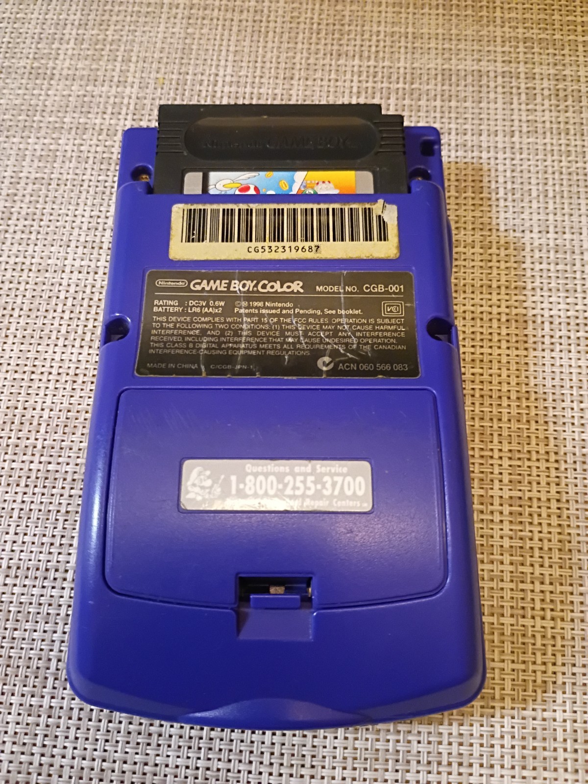 Nintendo Game Boy Color GBC – Grape Purple w/Gallery 3 Game