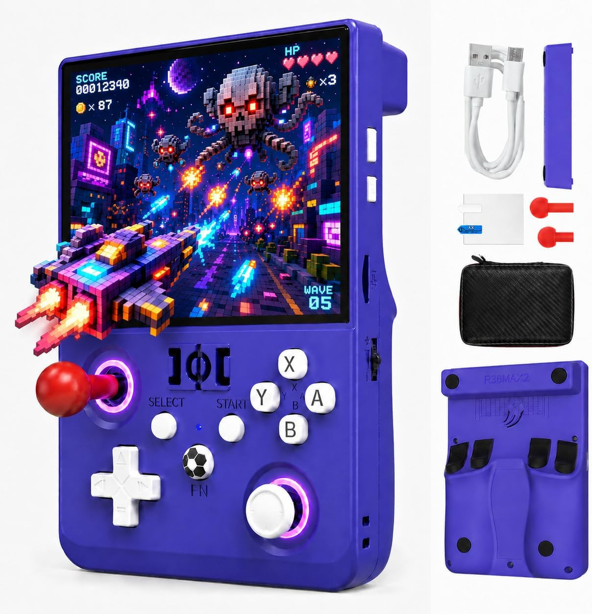 R36MAX II Retro Handheld Game Console, 4.5-Inch 1024X768 IPS Screen, 128GB 22000