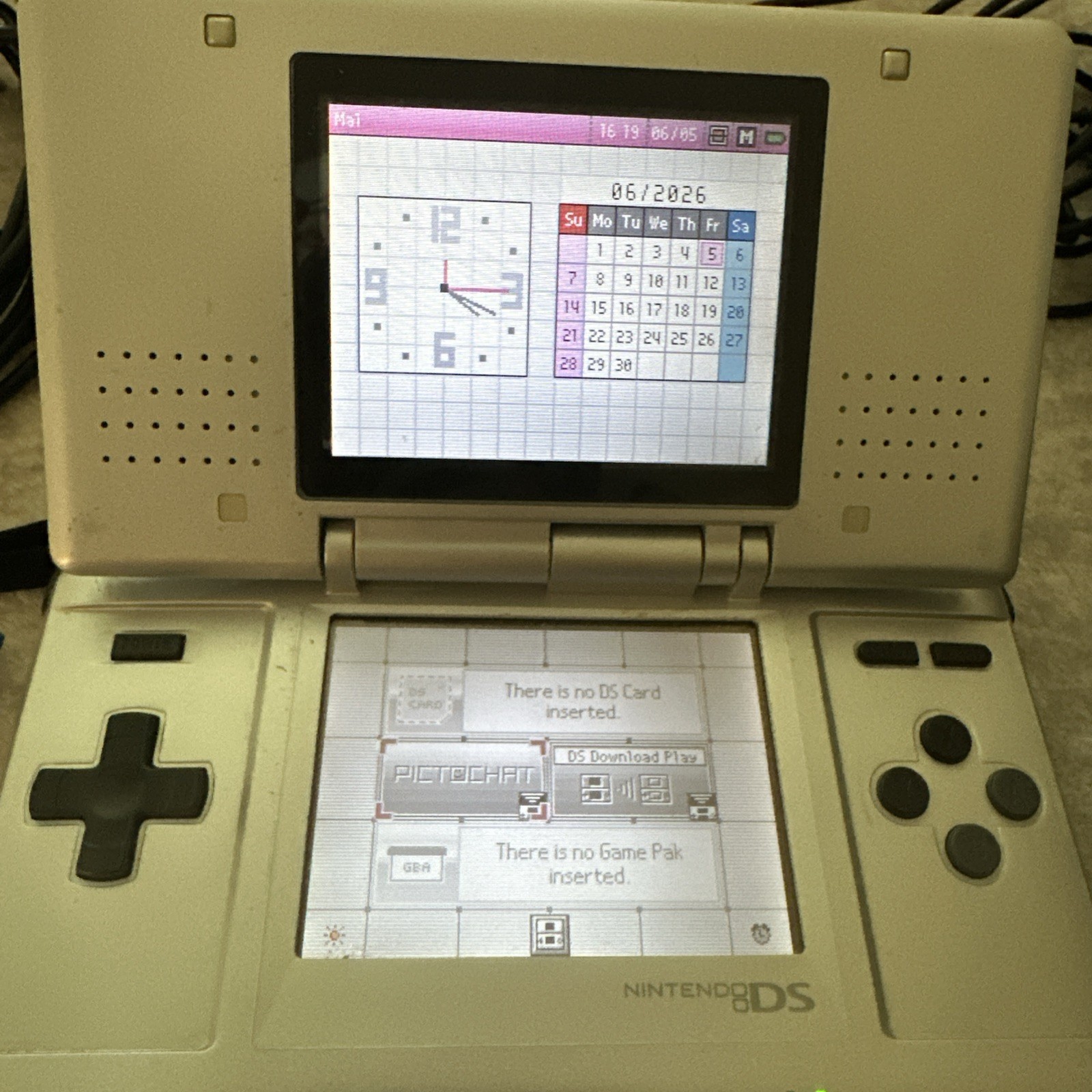 Nintendo DS Original Console NTR-001 Titanium Silver w/ charger – Working