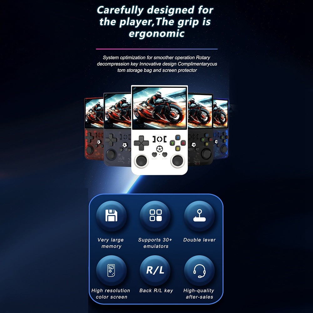 R36PRO 128GB Portable Retro Game Console 3.5 Inch Screen Lett3656