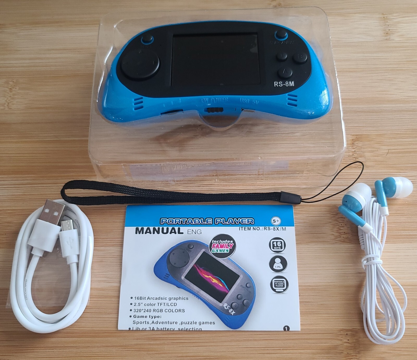 16 Bit Kids Handheld Games Built-In 220 HD Video Games, 2.5 Inch Portable
