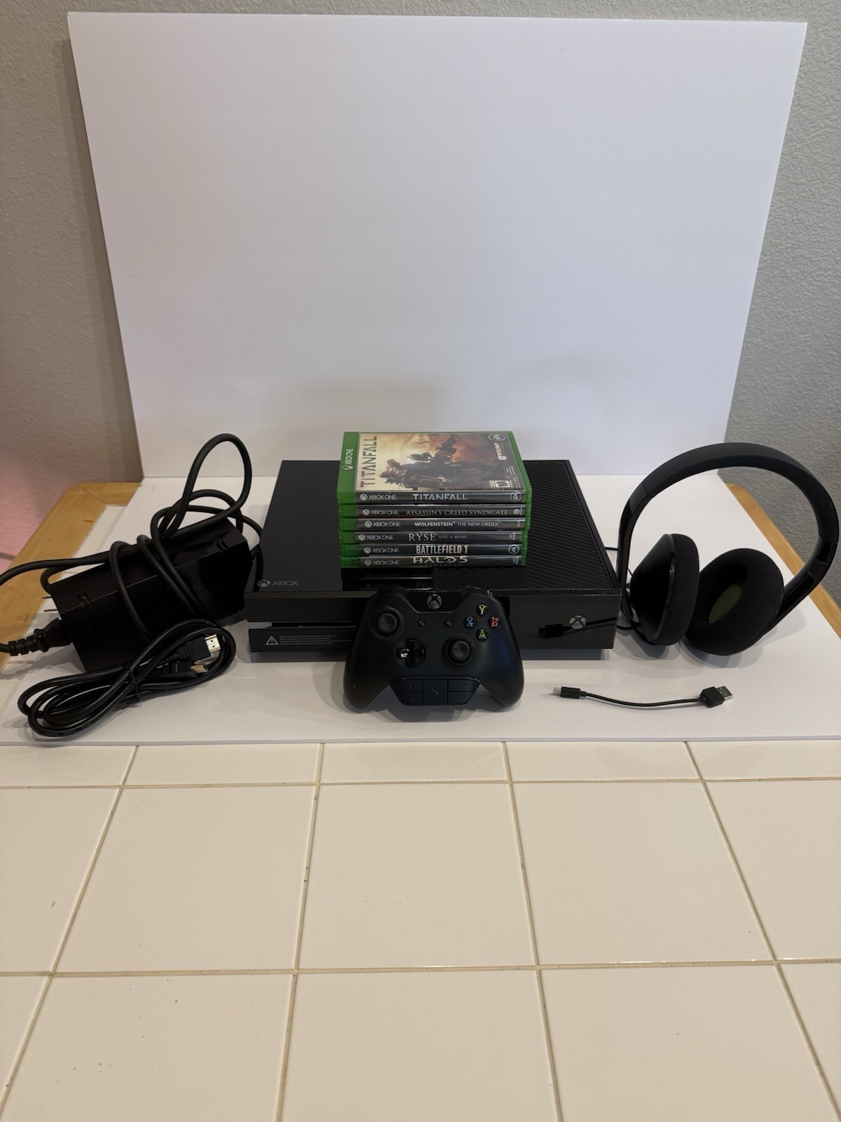 Xbox One Bundle Console Controller Headset 6 Games Tested Working