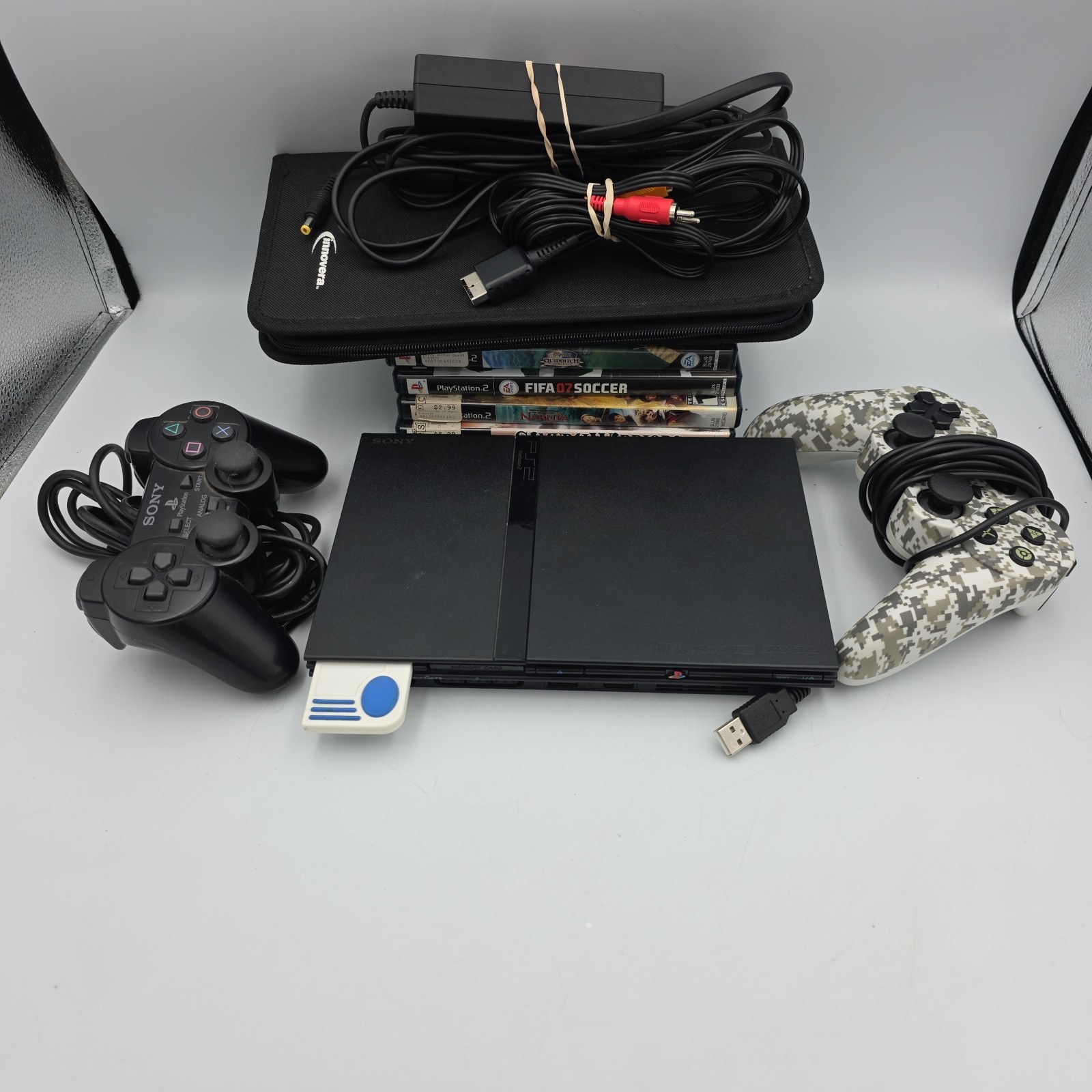 Sony PlayStation 2 PS2 Slim Black Console Bundle SCPH-77001 & 17 Games Tested