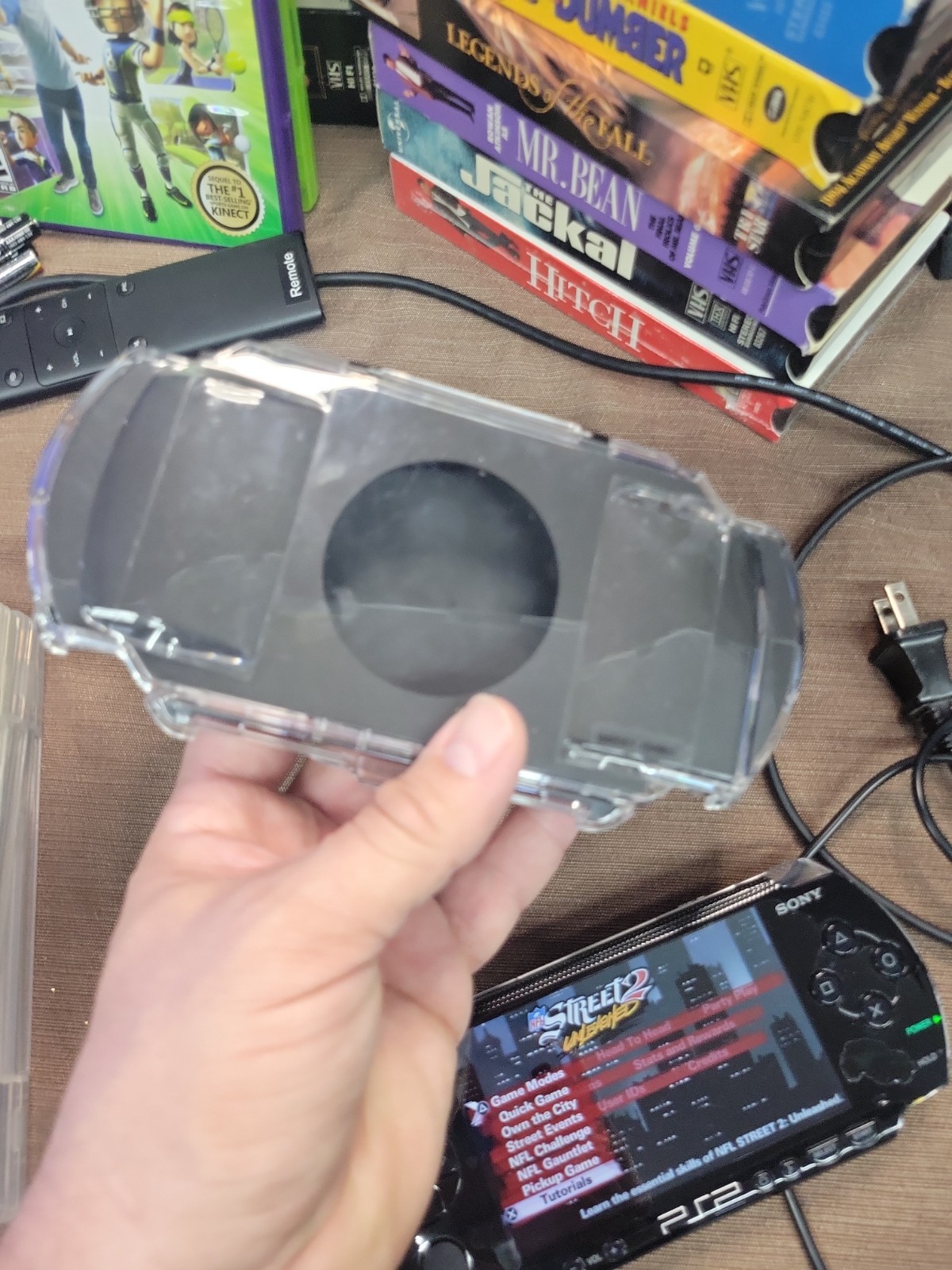 Sony Psp With 4 Games 2 UMD Movies Logitech Case And Ac Adaptor Clean Minty