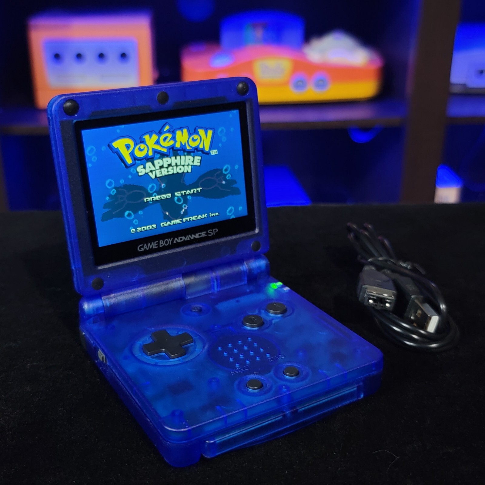 Clear Blue Nintendo Game Boy Advance GBA SP IPS V2 and Usb-C